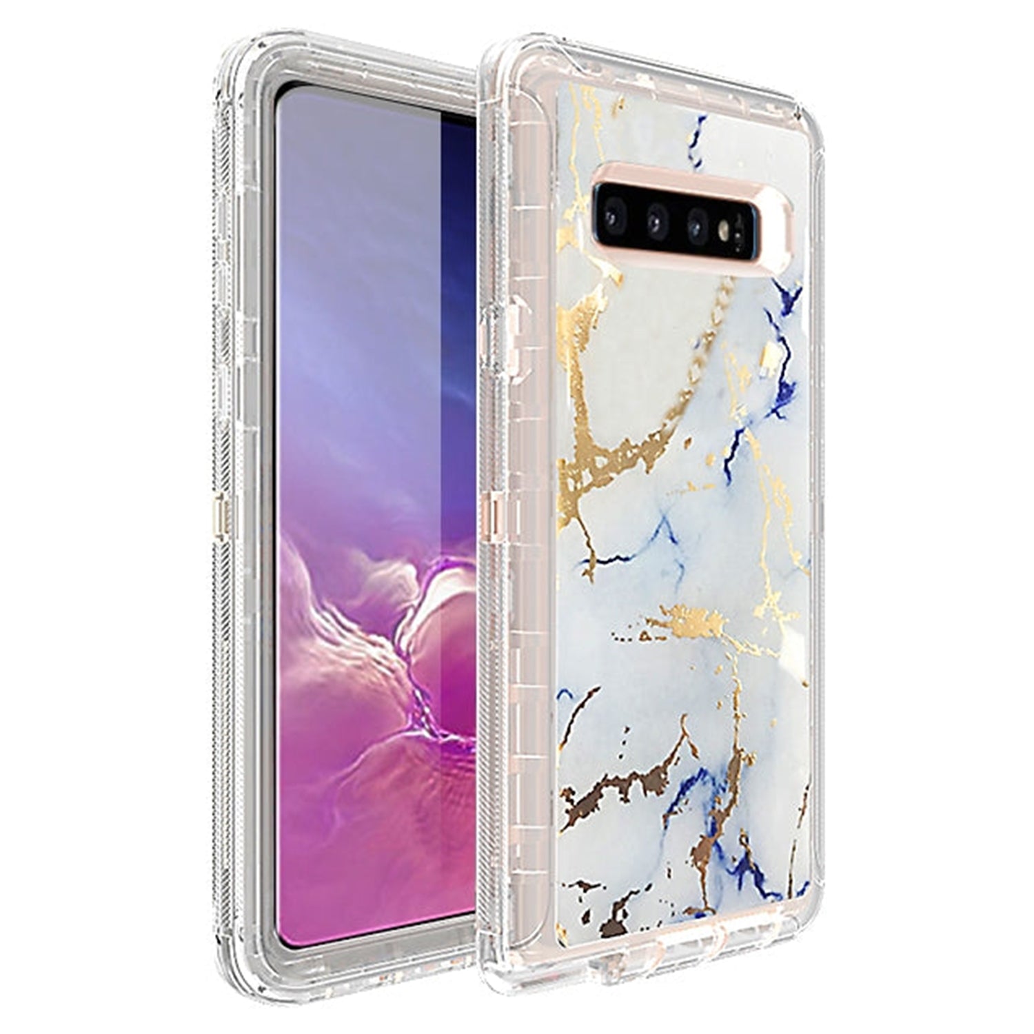 Samsung S10 Plus Anti-Shock Durable Protective TPU Heavy Duty Marble Clear Case