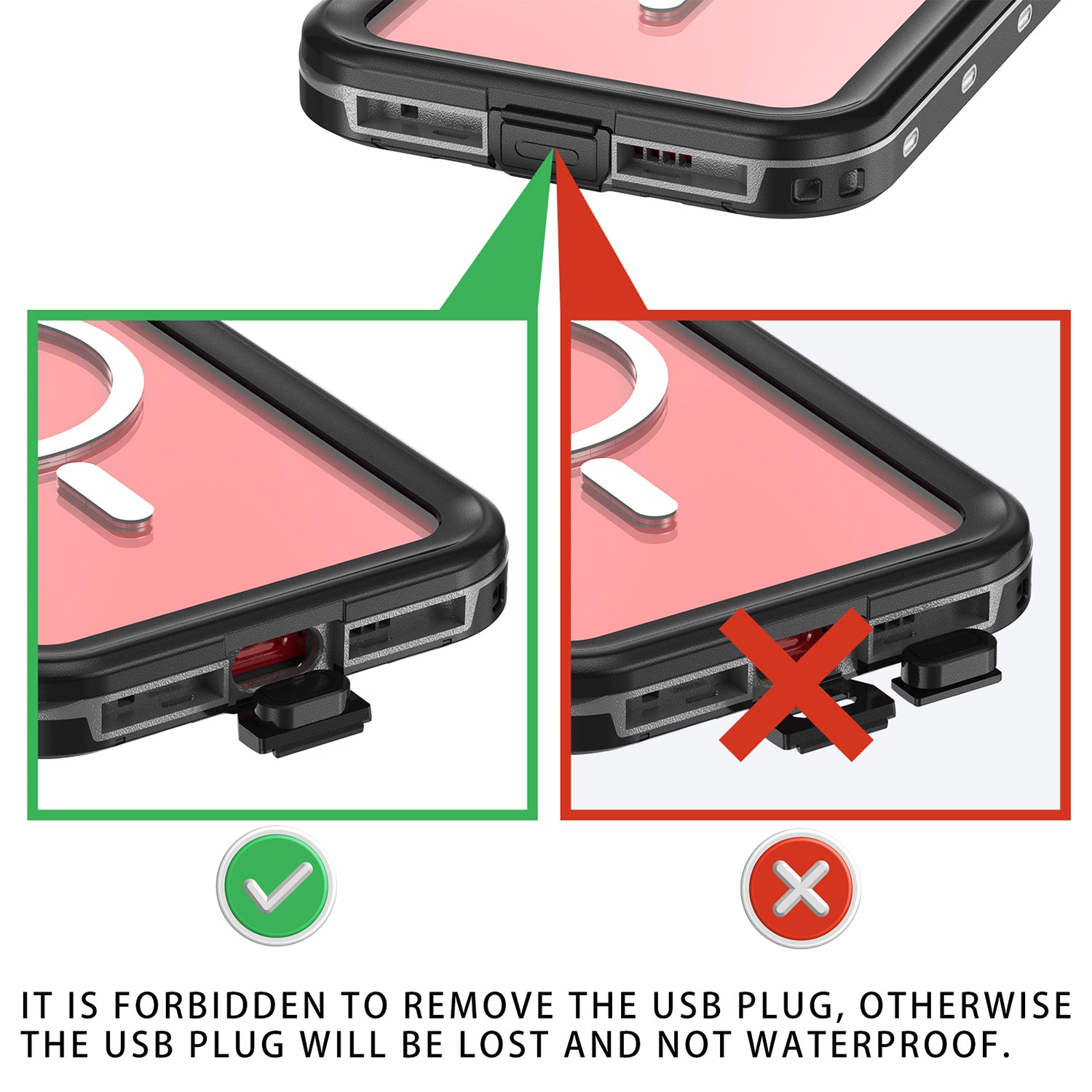iPhone 15 Pro Max 360 Full Protective Waterproof Case With Built-in Screen Fingerprint Protector