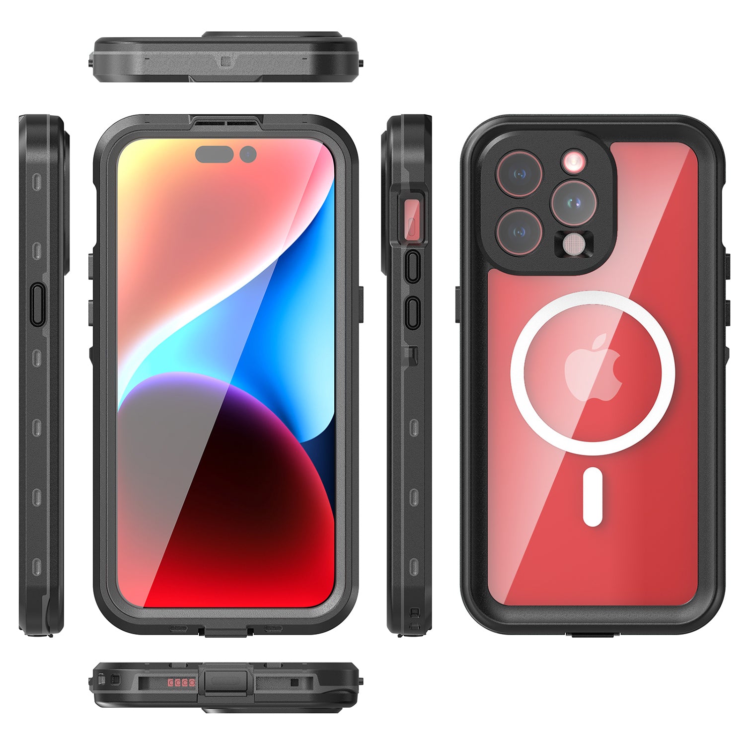 iPhone 15 Pro Max 360 Full Protective Waterproof Case With Built-in Screen Fingerprint Protector