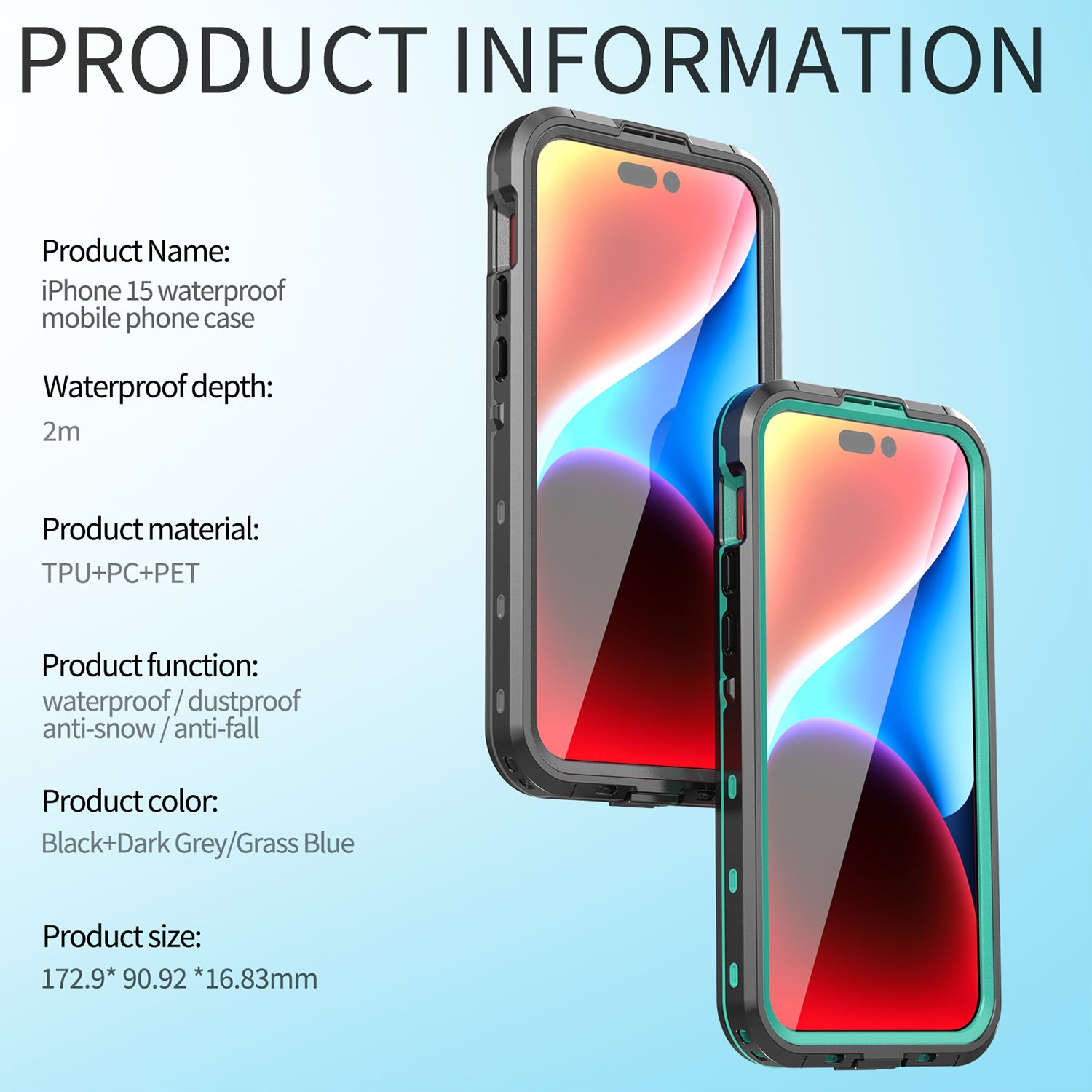 iPhone 15 Pro Max 360 Full Protective Waterproof Case With Built-in Screen Fingerprint Protector