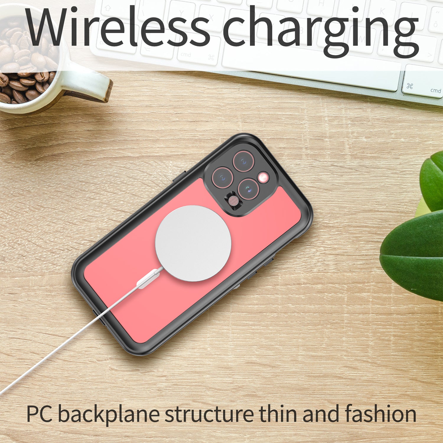 iPhone 15 Pro Max 360 Full Protective Waterproof Case With Built-in Screen Fingerprint Protector