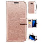 Real Plain Leather Wallet Case for Galaxy S7 Edge