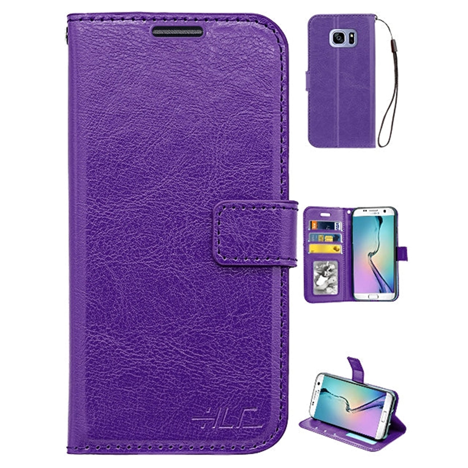 Real Plain Leather Wallet Case for Galaxy S7 Edge