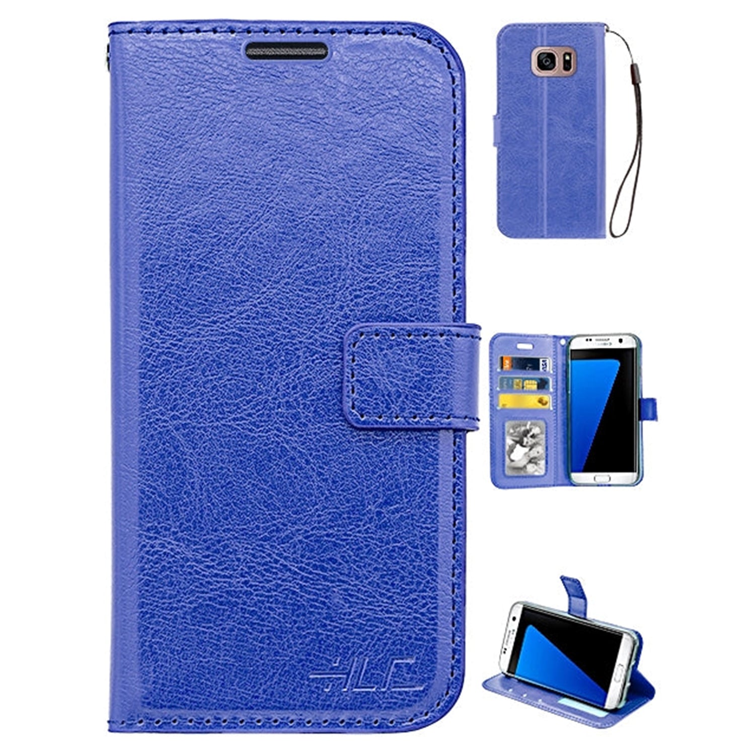 Real Plain Leather Wallet Case for Galaxy S7 Edge