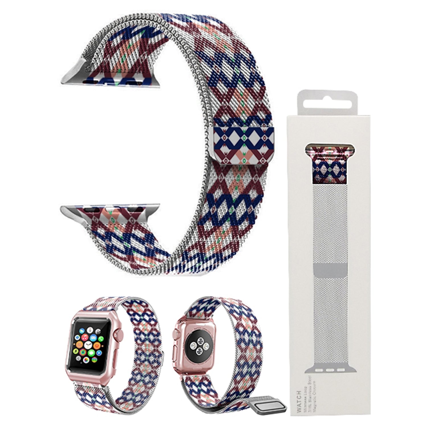 38/40 mm Stainless Steel Wristband for i-Watch Series 4/3/2/1 Milanese Loop with Strong Magnetic Closure Strap