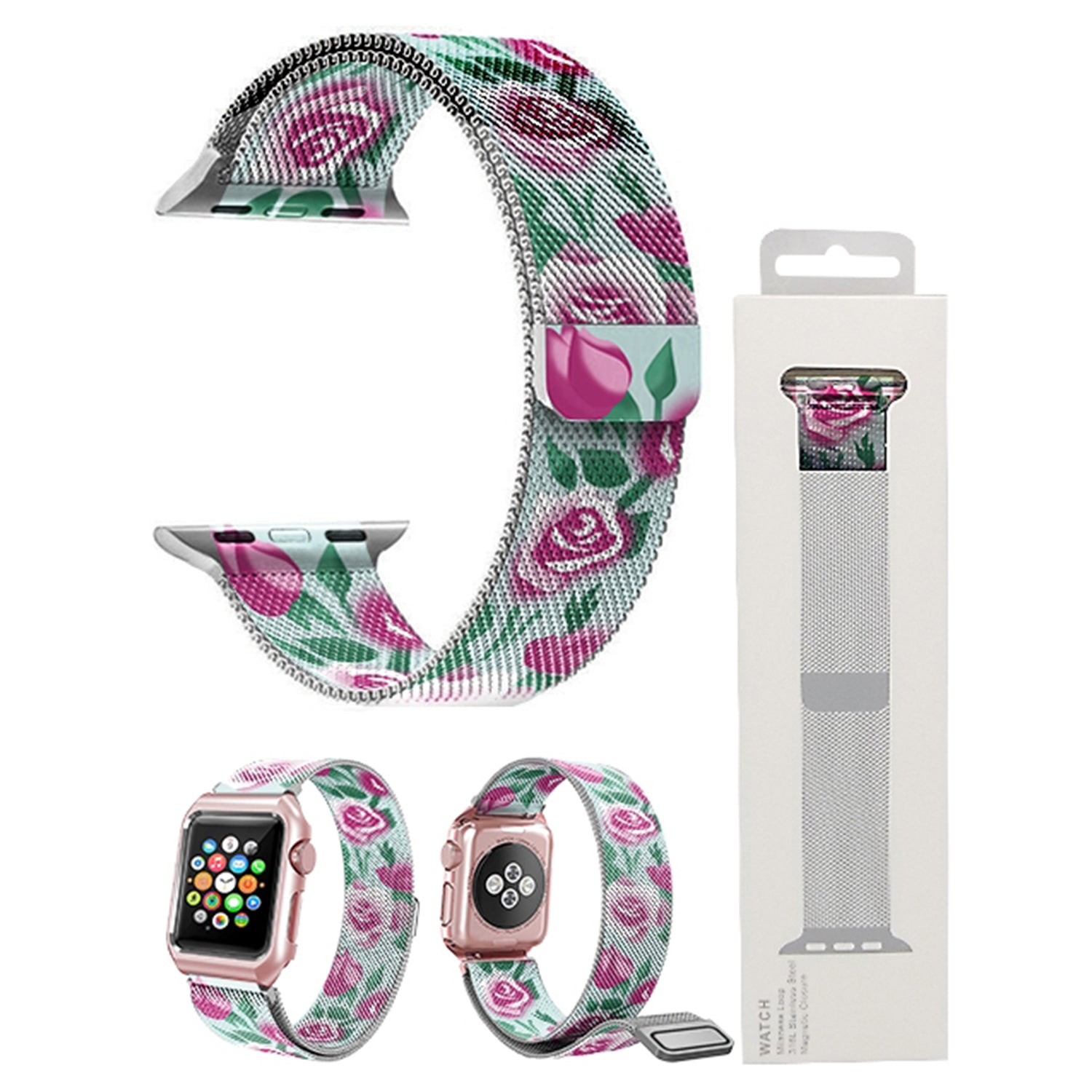 38/40 mm Stainless Steel Wristband for i-Watch Series 4/3/2/1 Milanese Loop with Strong Magnetic Closure Strap