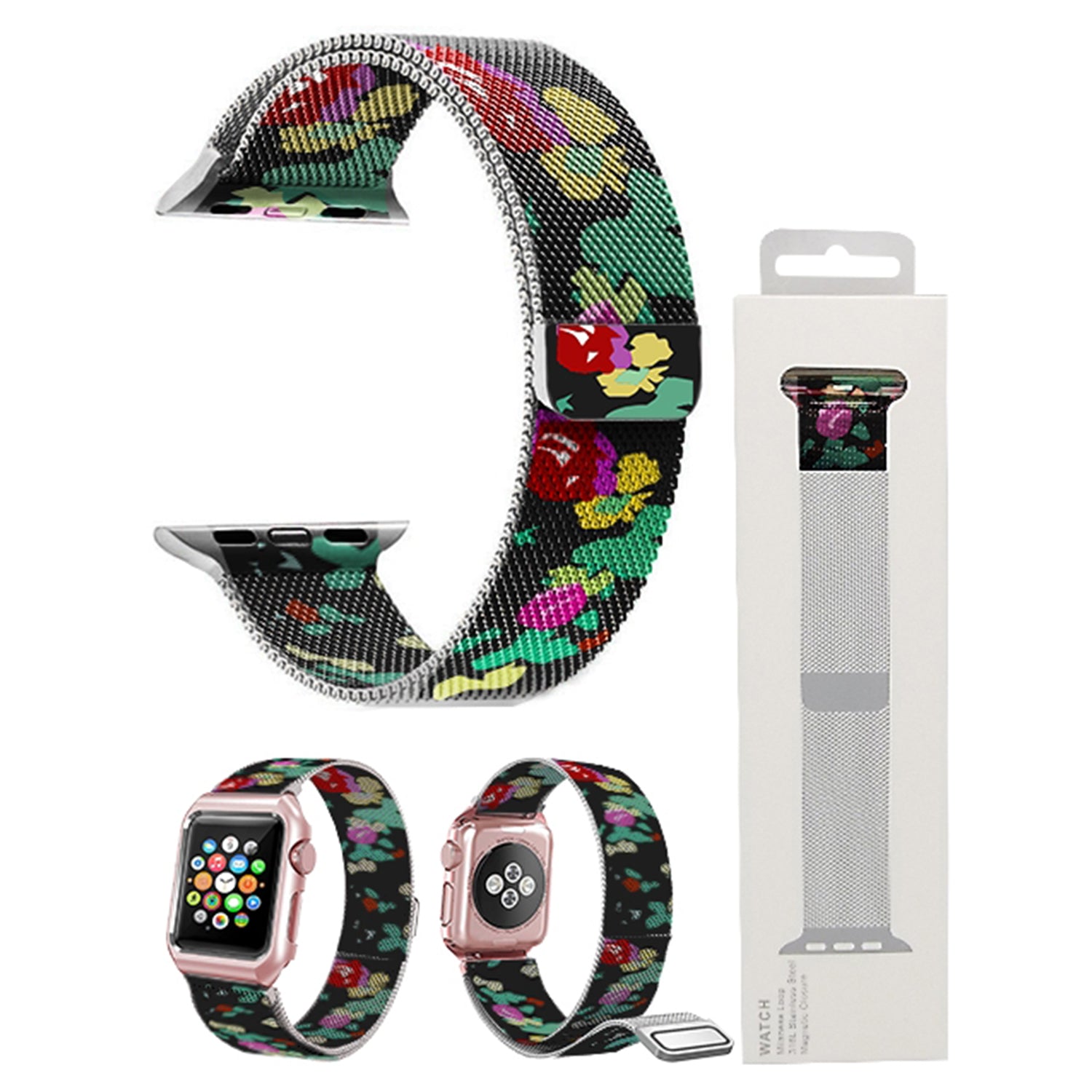 38/40 mm Stainless Steel Wristband for i-Watch Series 4/3/2/1 Milanese Loop with Strong Magnetic Closure Strap