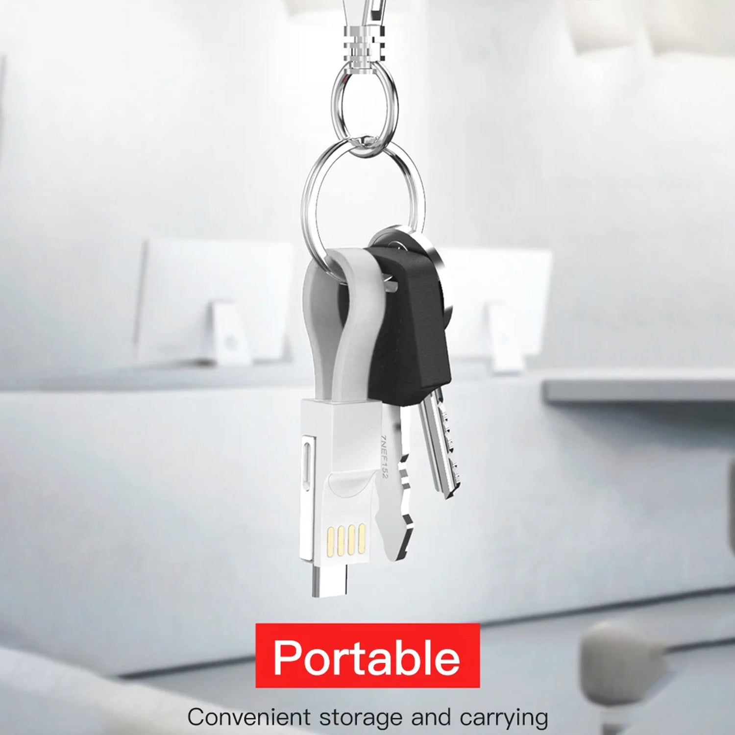 3 in 1 Key Chain USB Charge Cable Micro USB Type C Lighting Charger Cable For iPhone/Samsung/Android