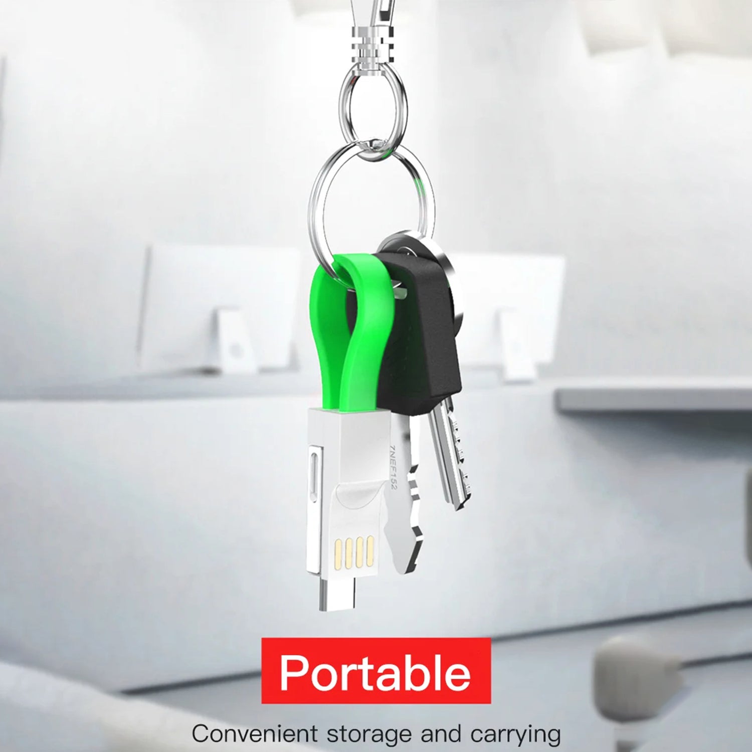 3 in 1 Key Chain USB Charge Cable Micro USB Type C Lighting Charger Cable For iPhone/Samsung/Android