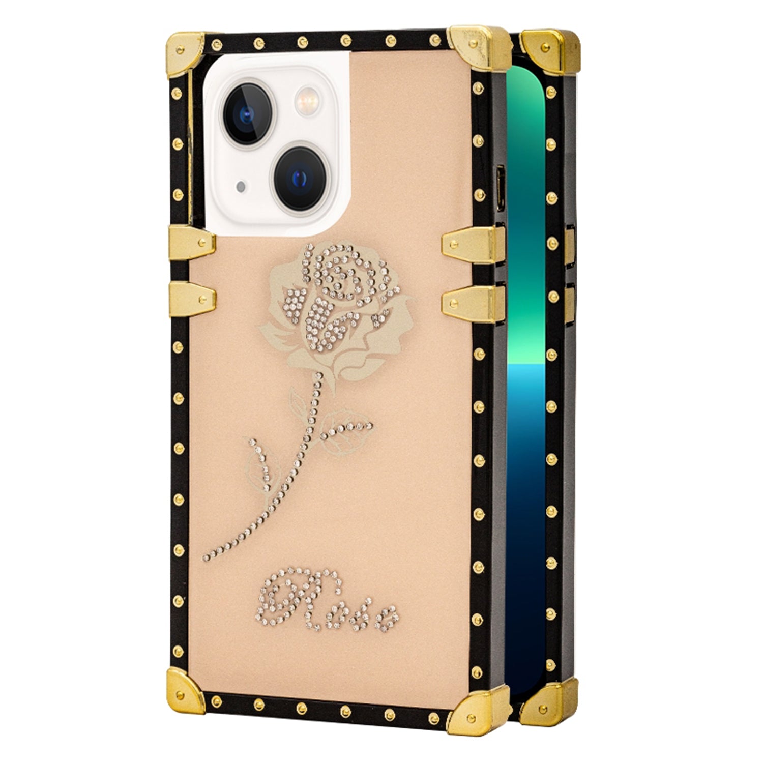 iPhone 14/13 TPU Rose print diamond fashion color case