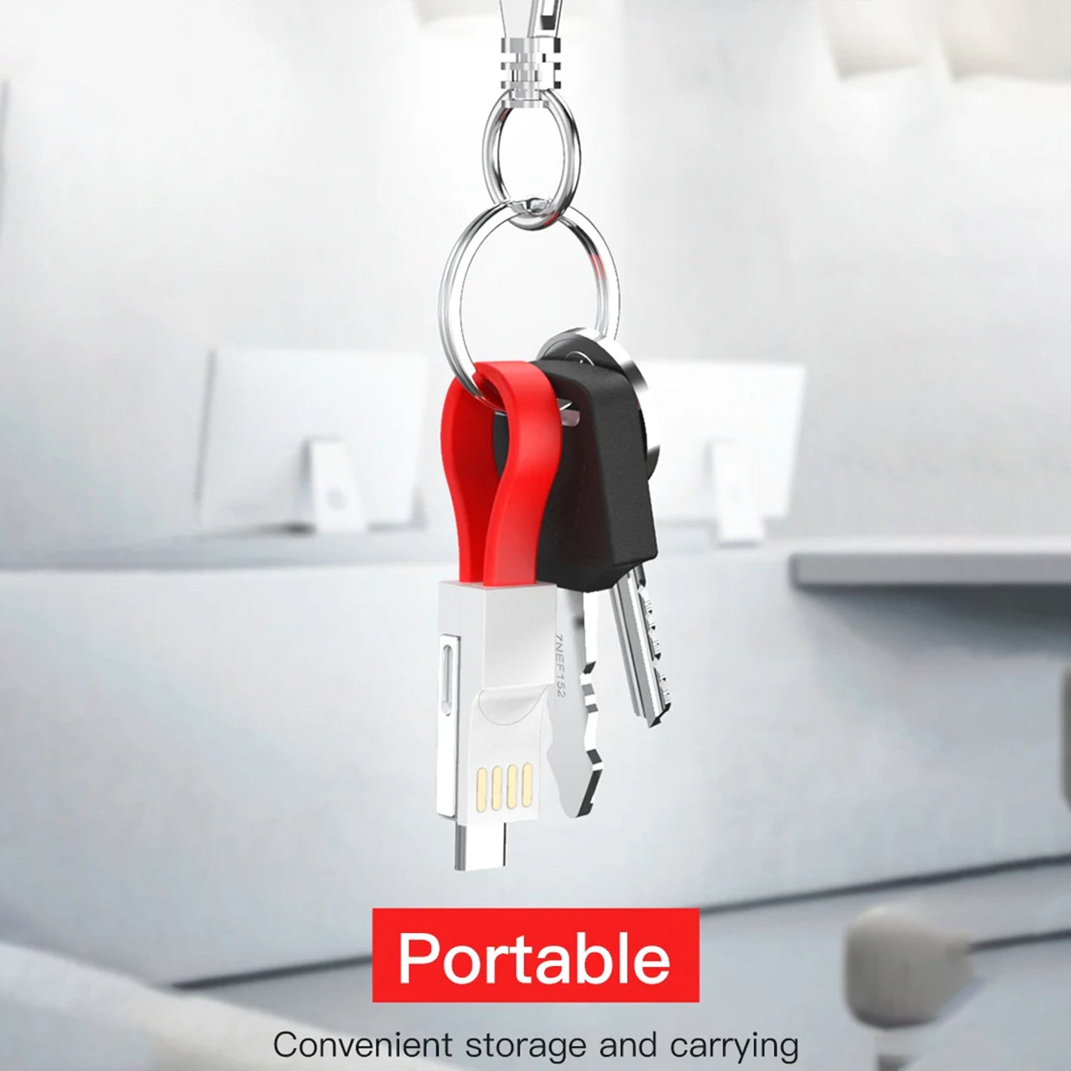 3 in 1 Key Chain USB Charge Cable Micro USB Type C Lighting Charger Cable For iPhone/Samsung/Android