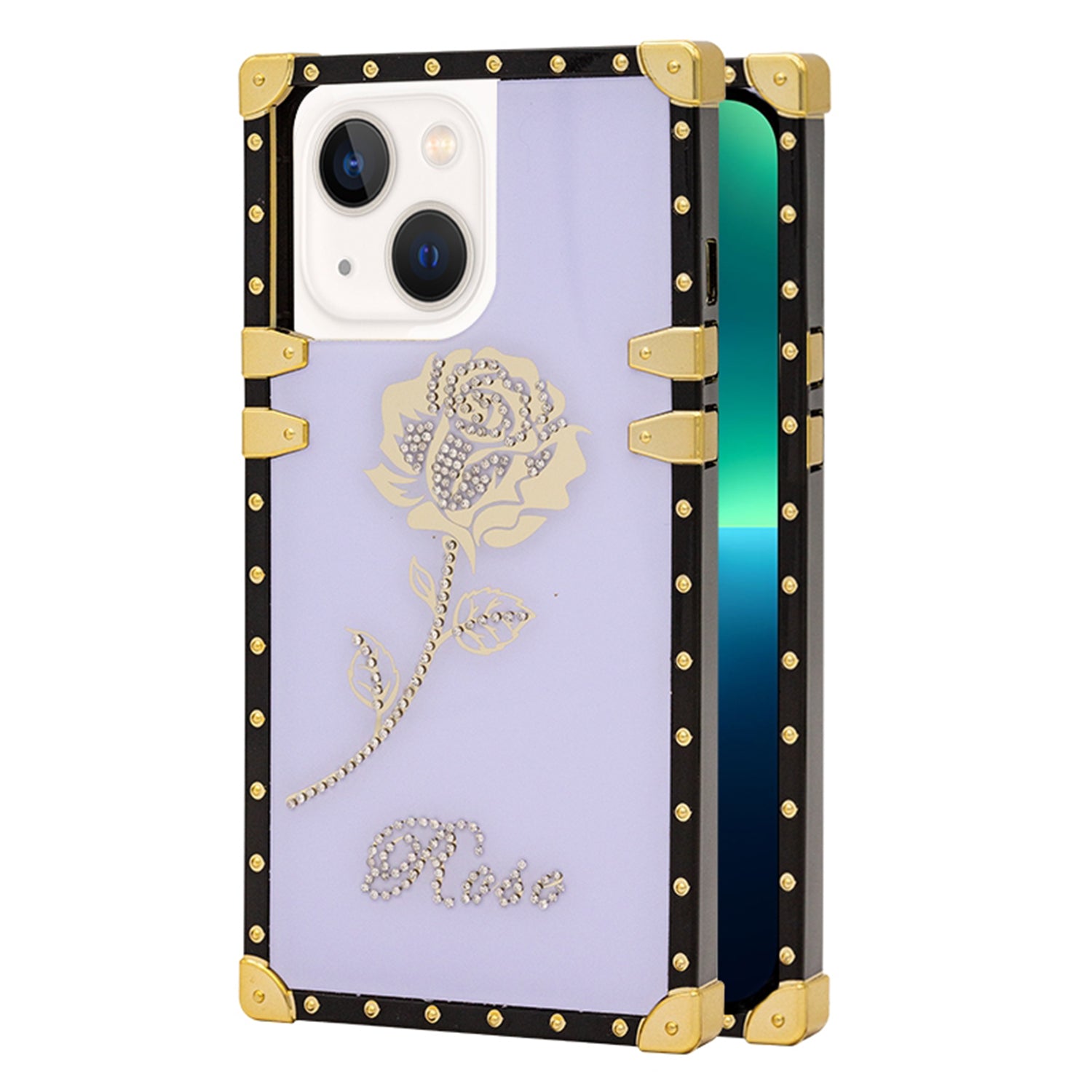 iPhone 14/13 TPU Rose print diamond fashion color case