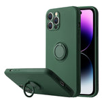 Soft Liquid Silicone Case With Stand Ring Holder For iPhone 13 Pro Max (6.7")