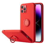 Soft Liquid Silicone Case With Stand Ring Holder For iPhone 13 Pro Max (6.7")