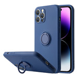 Soft Liquid Silicone Case With Stand Ring Holder For iPhone 13 Pro Max (6.7")