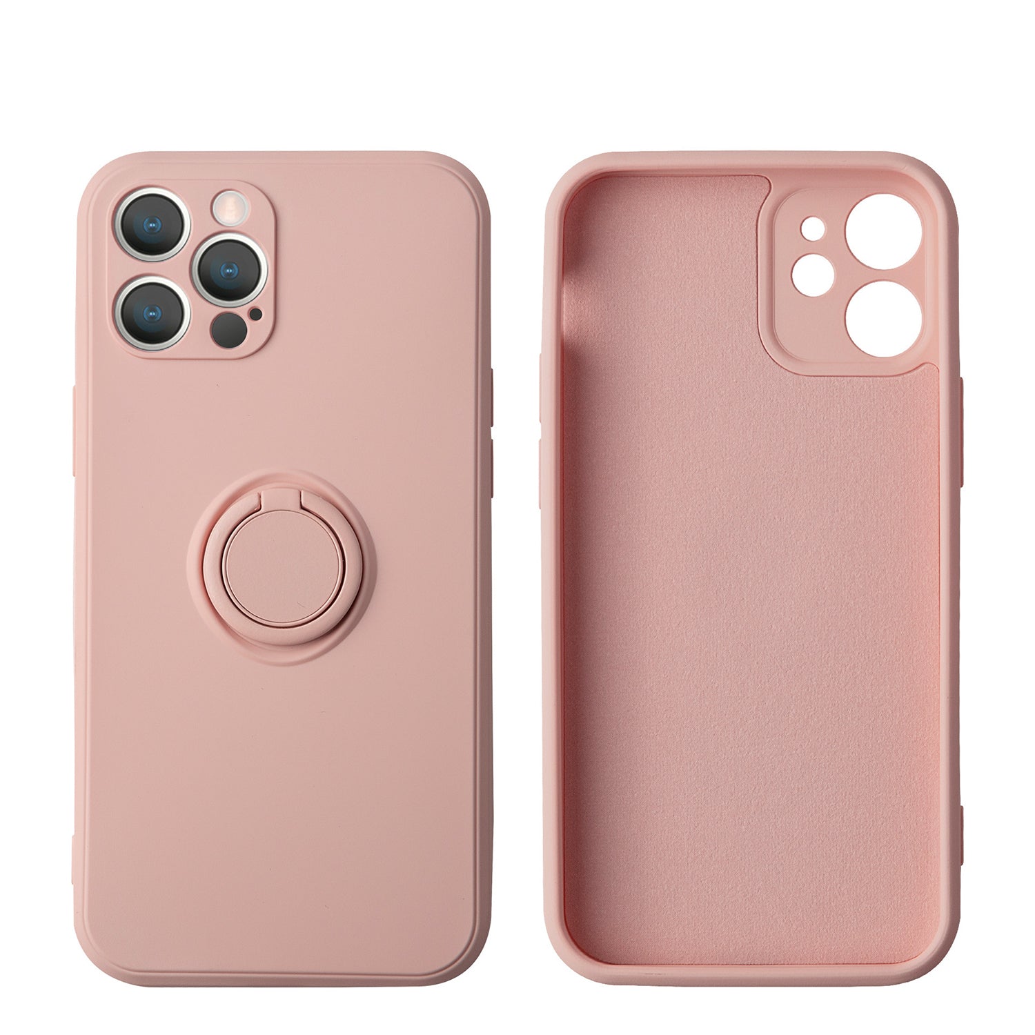 Soft Liquid Silicone Case With Stand Ring Holder For iPhone 13 Pro Max (6.7")