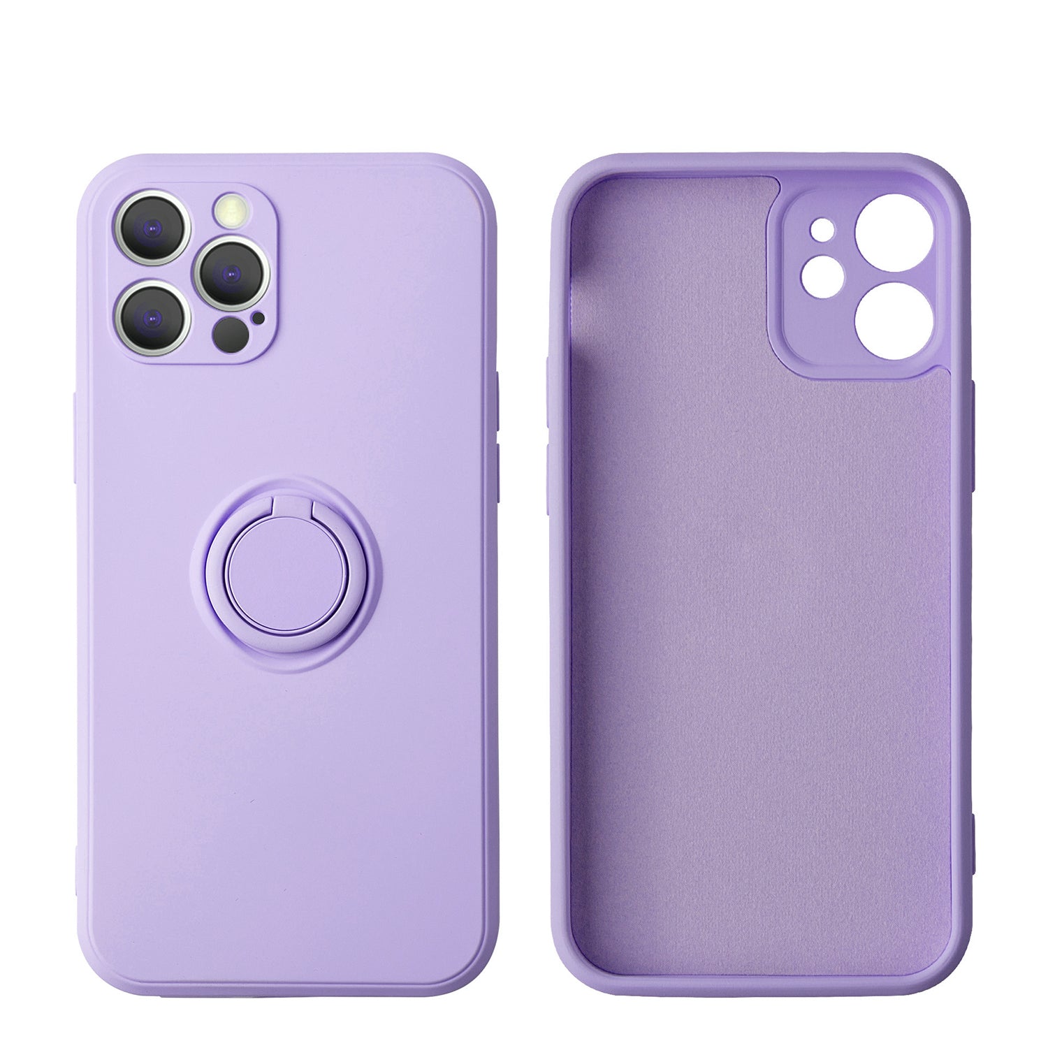 Soft Liquid Silicone Case With Stand Ring Holder For iPhone 13 Pro Max (6.7")