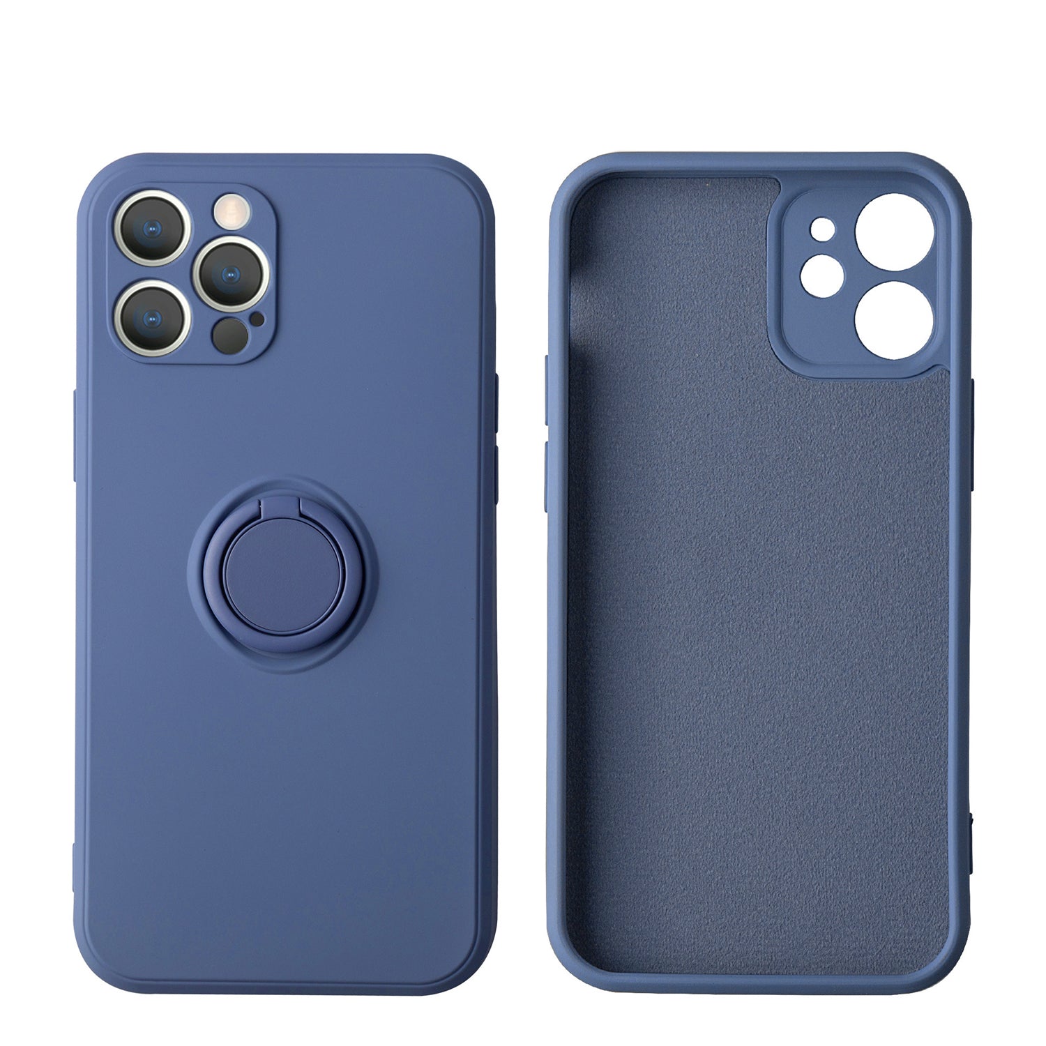 Soft Liquid Silicone Case With Stand Ring Holder For iPhone 13 Pro Max (6.7")