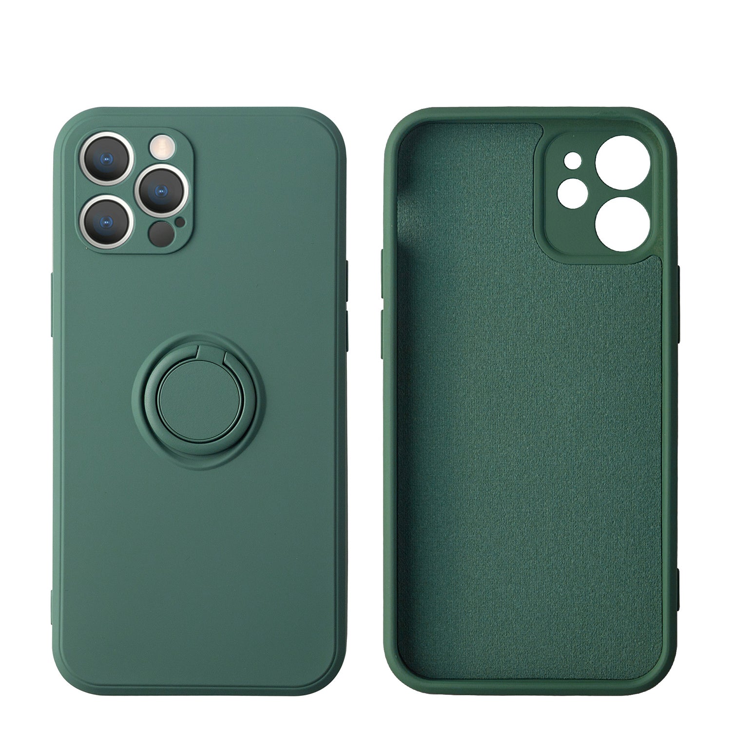 Soft Liquid Silicone Case With Stand Ring Holder For iPhone 13 Pro Max (6.7")