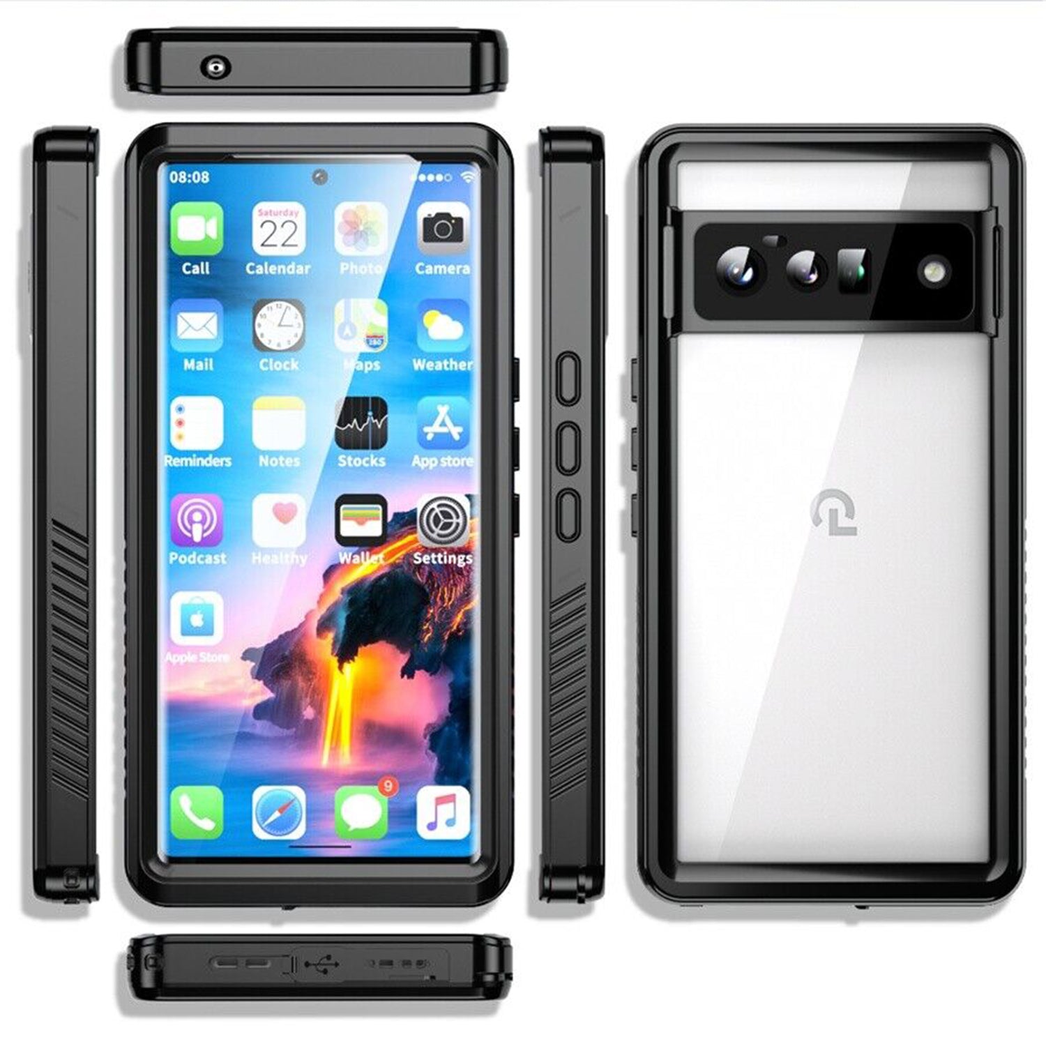 Waterproof case for Google Pixel 6 Pro-Black