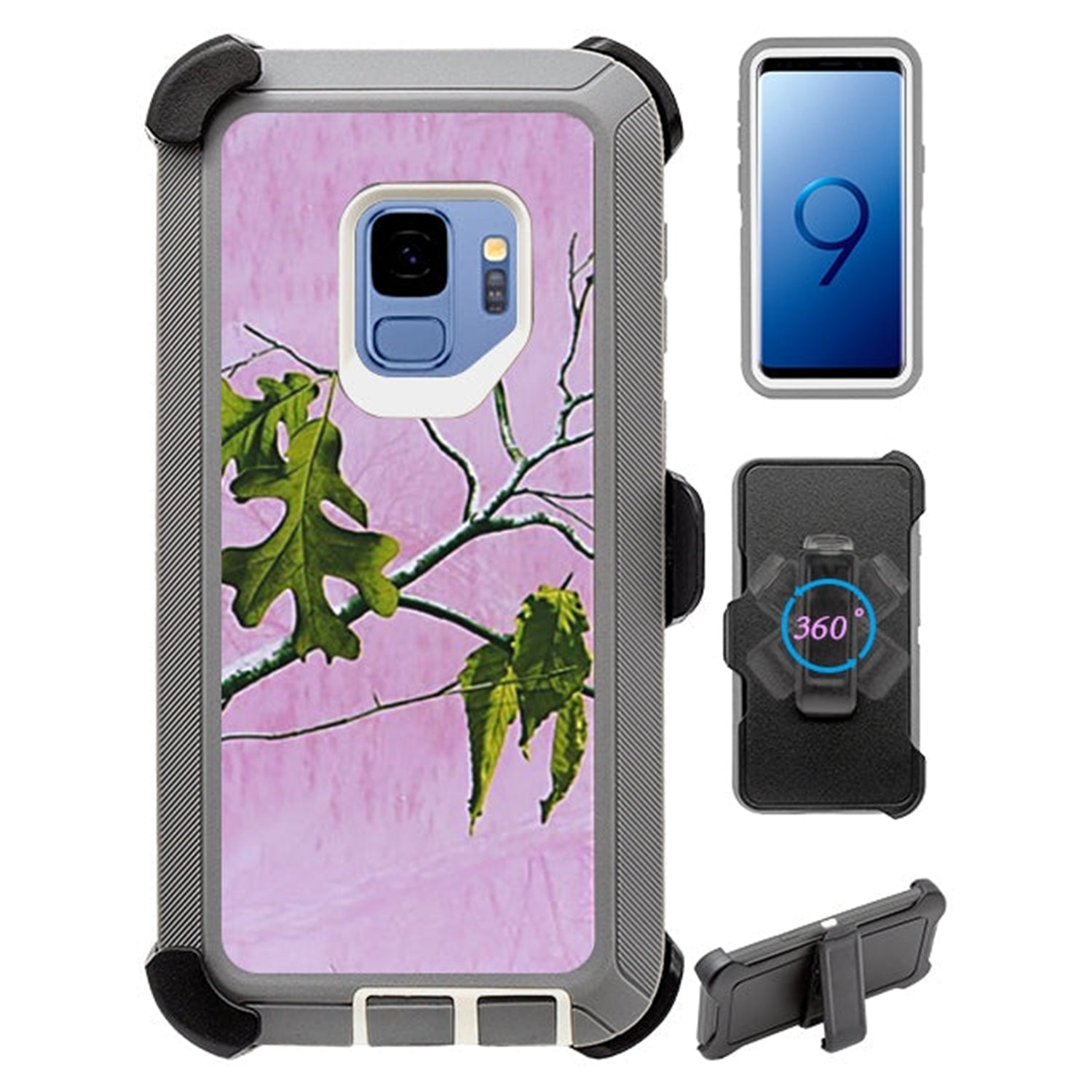 Design Heavy Duty Shock Reduction Case with Belt Clip (No Screen) for Galaxy S9