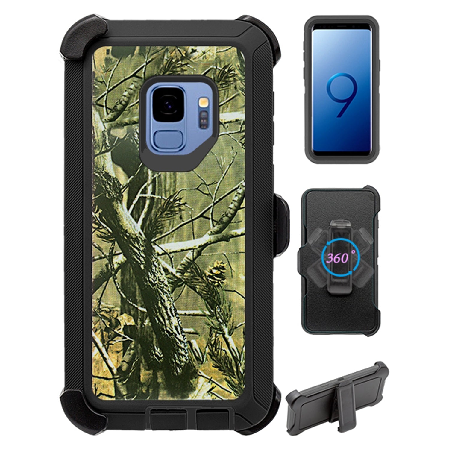 Design Heavy Duty Shock Reduction Case with Belt Clip (No Screen) for Galaxy S9