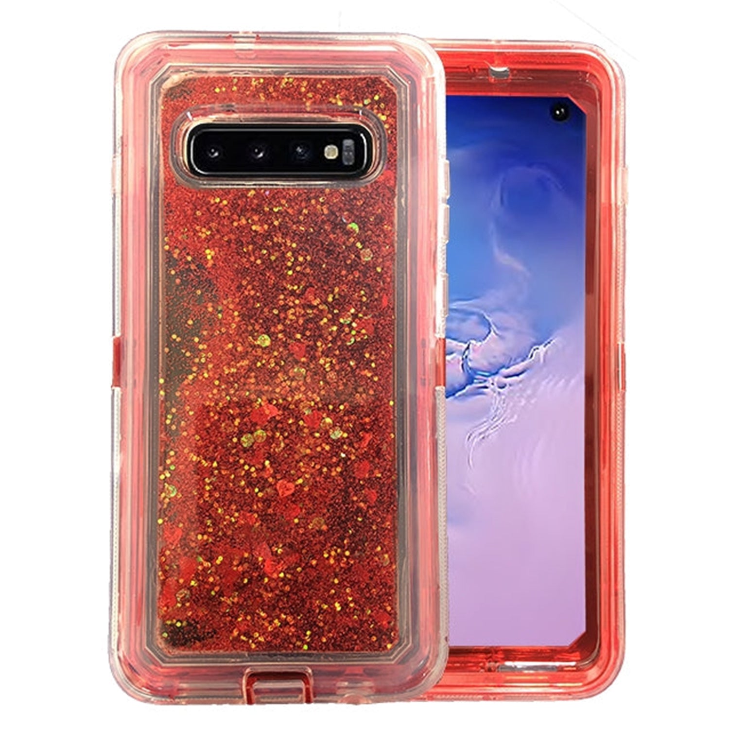 Transparent Floating Glitter Heavy Duty Case for Galaxy S10 Plus (6.4")