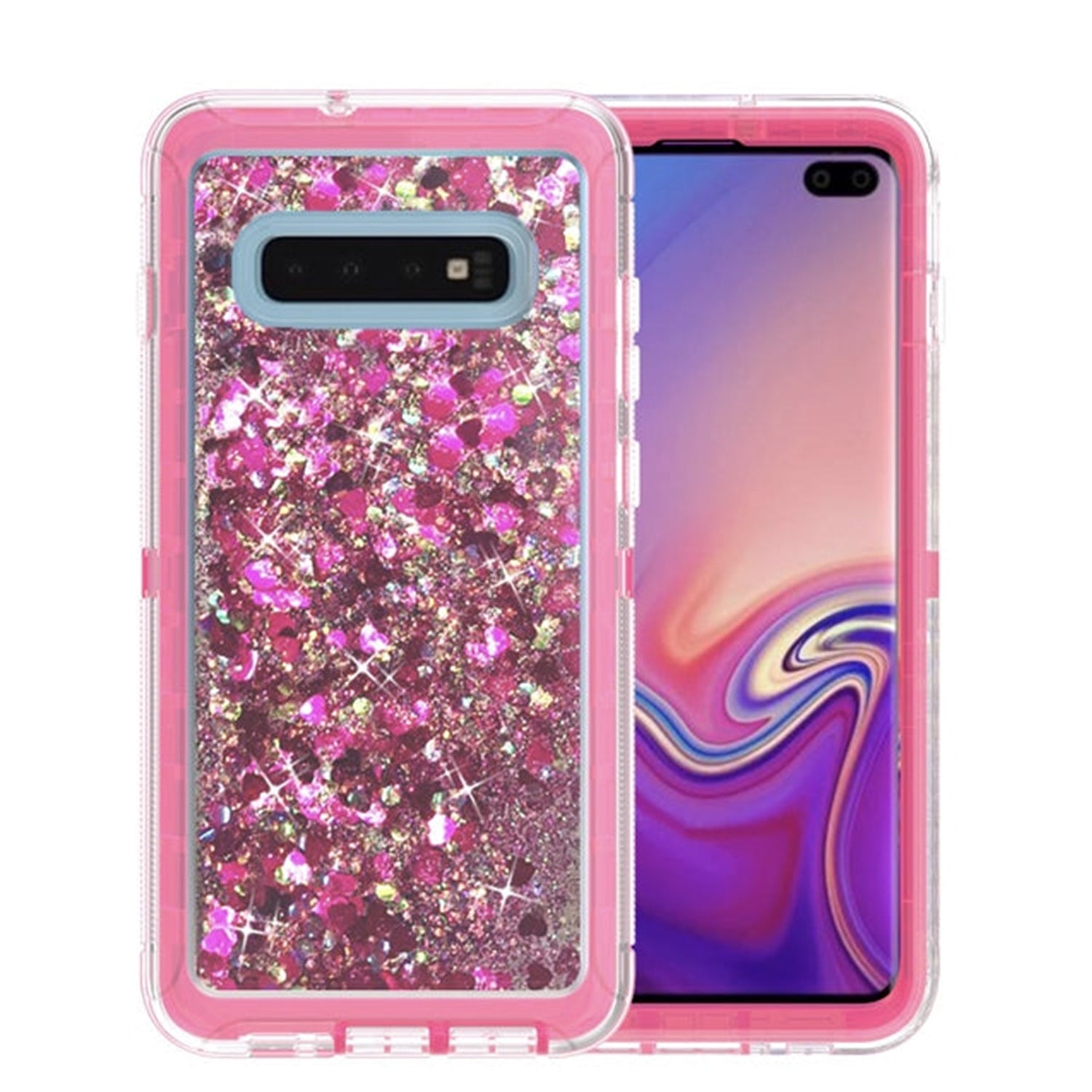Transparent Floating Glitter Heavy Duty Case for Galaxy S10 Plus (6.4")