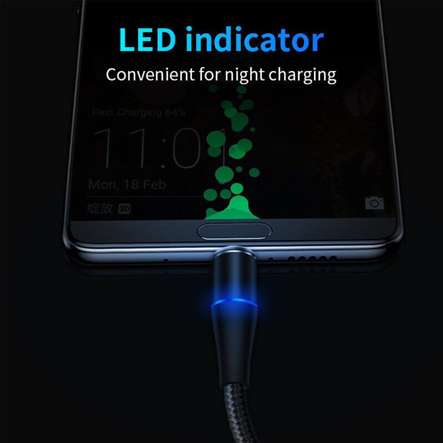 3 in 1 Multi Charging USB Nylon Cable Compatible with Most Smart Phones & Pads (3FT)