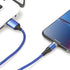 3 in 1 Multi Charging USB Nylon Cable Compatible with Most Smart Phones & Pads (3FT)