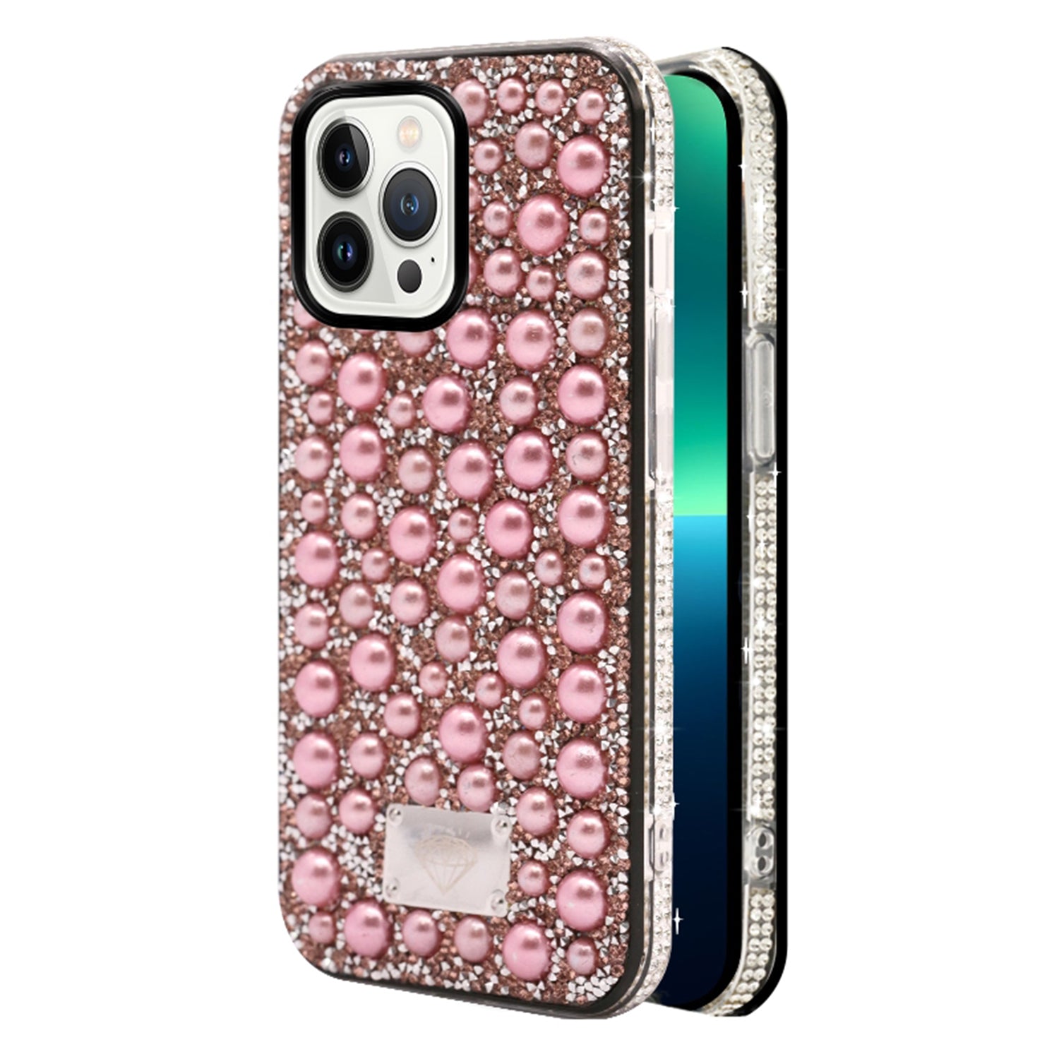 iPhone  13 Pro Diamond inlaid on both sides,color pearl case