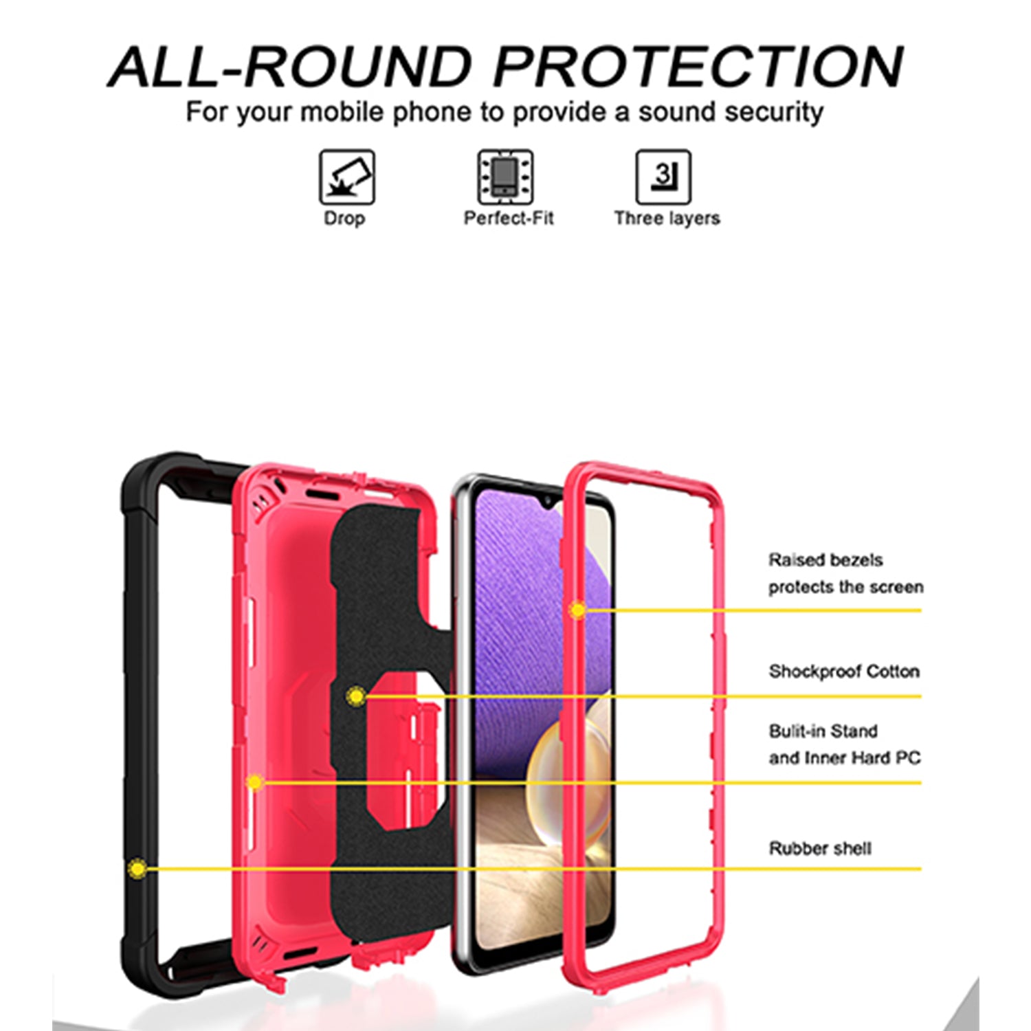 Full azimuth protection hardware bracket silicone case for Samsung Galaxy A32(5G) Case