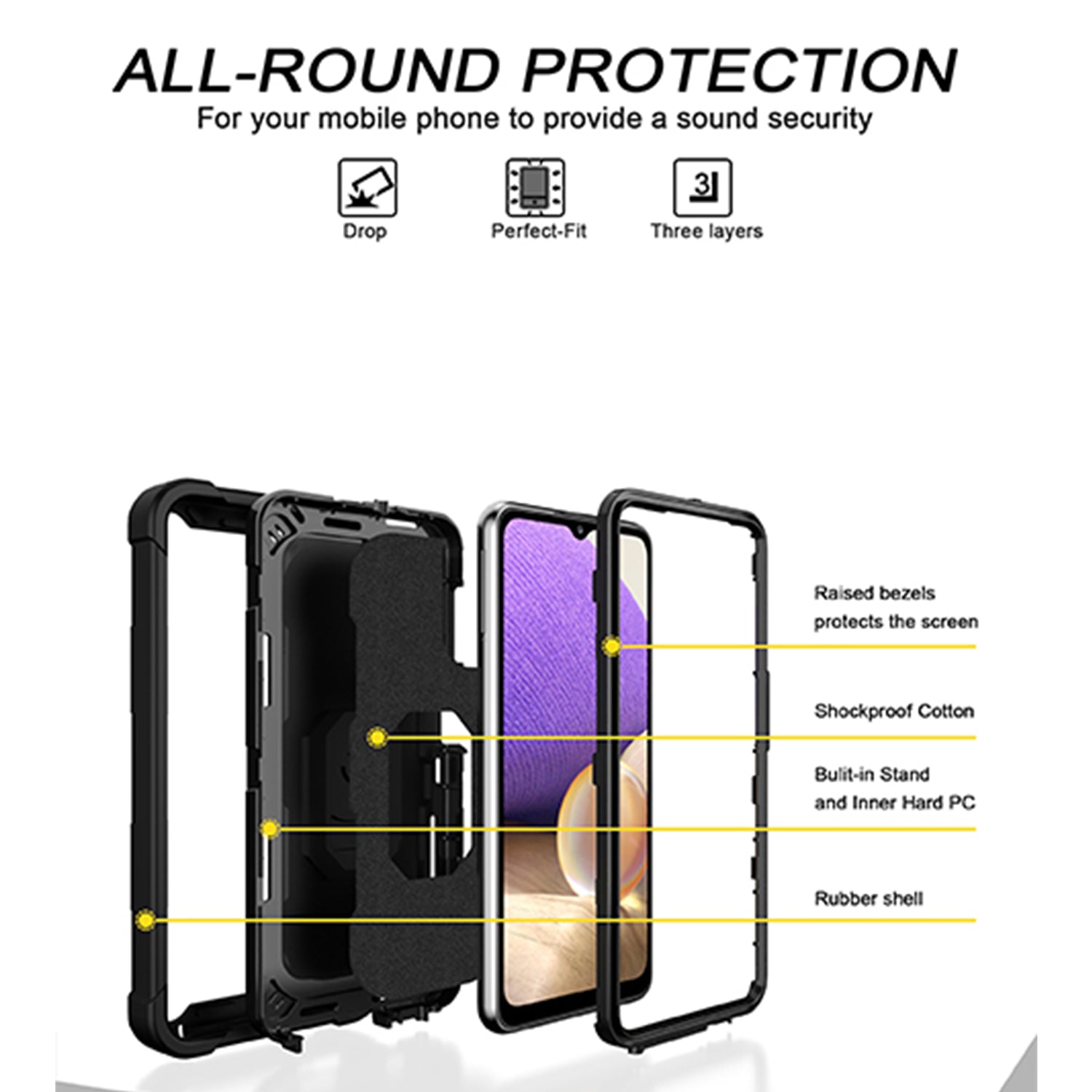 Full azimuth protection hardware bracket silicone case for Samsung Galaxy A32(5G) Case