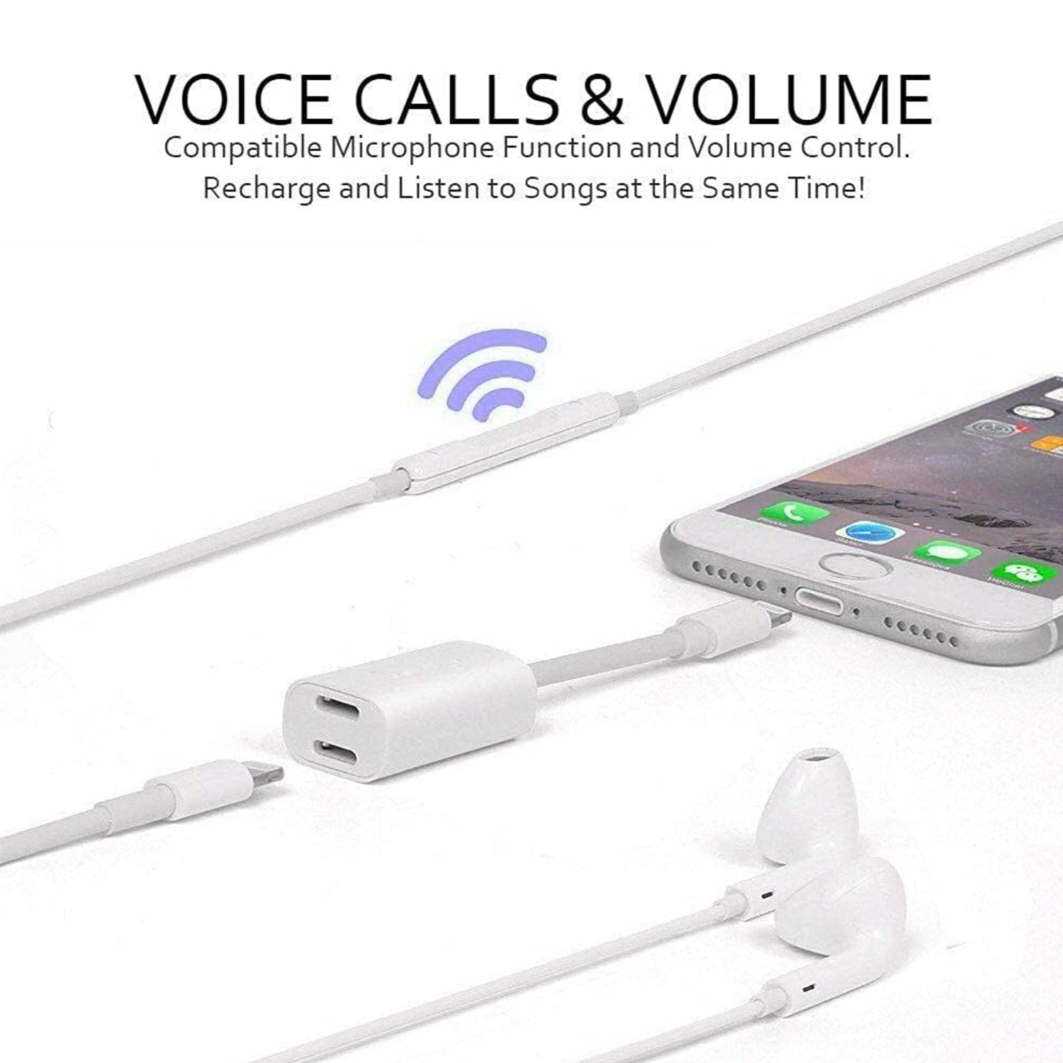 2 in 1 Double Lightning Adapter for iPhone 11/11 Pro /11 Pro Max/ Xs Max/ X / XS/ 8 / 7