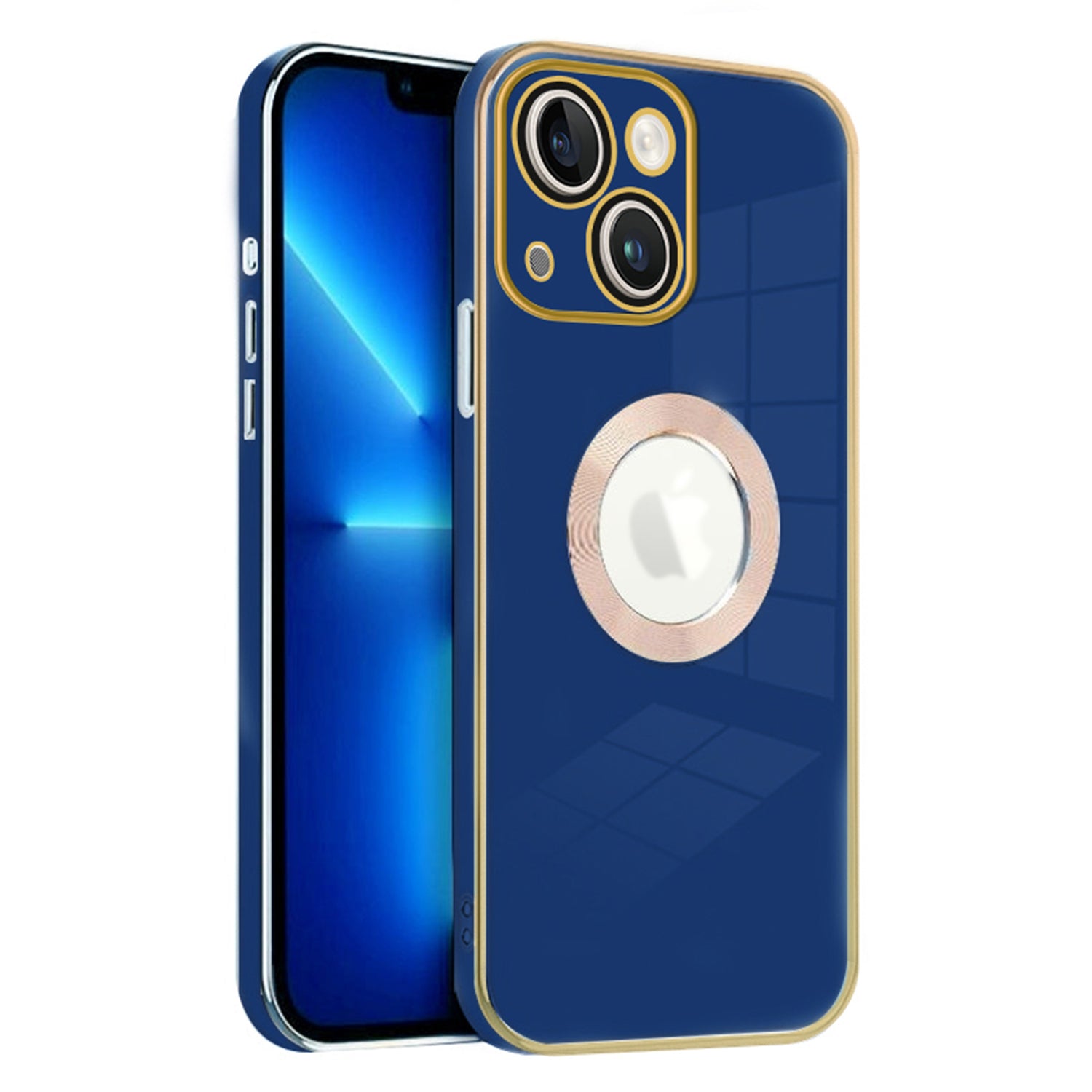 iPhone 14 Plus Electroplated logo hollow out color case