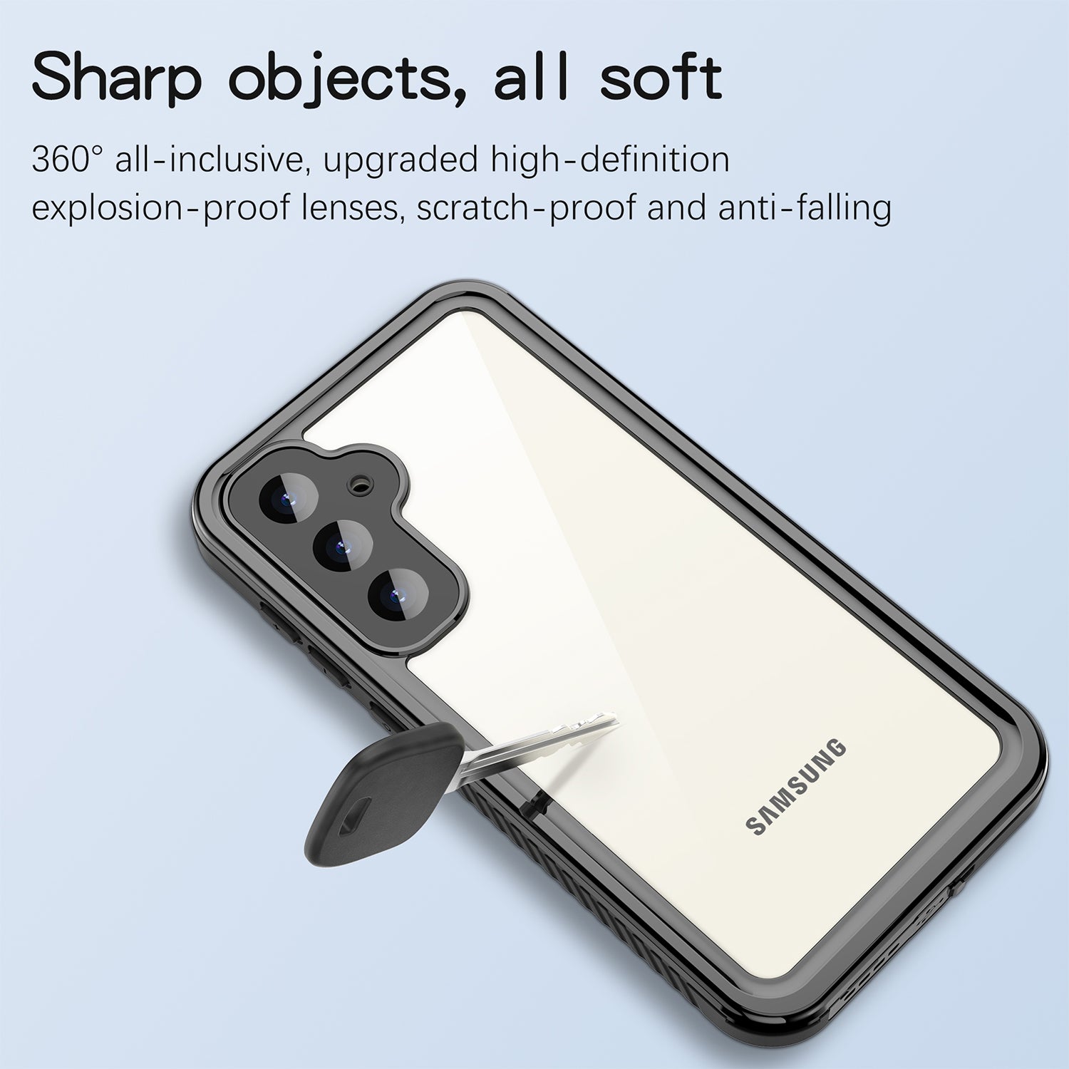 Samsung Galaxy S23 FE,360 Full Protective Waterproof Case With Built-in Screen Fingerprint Protector-Black