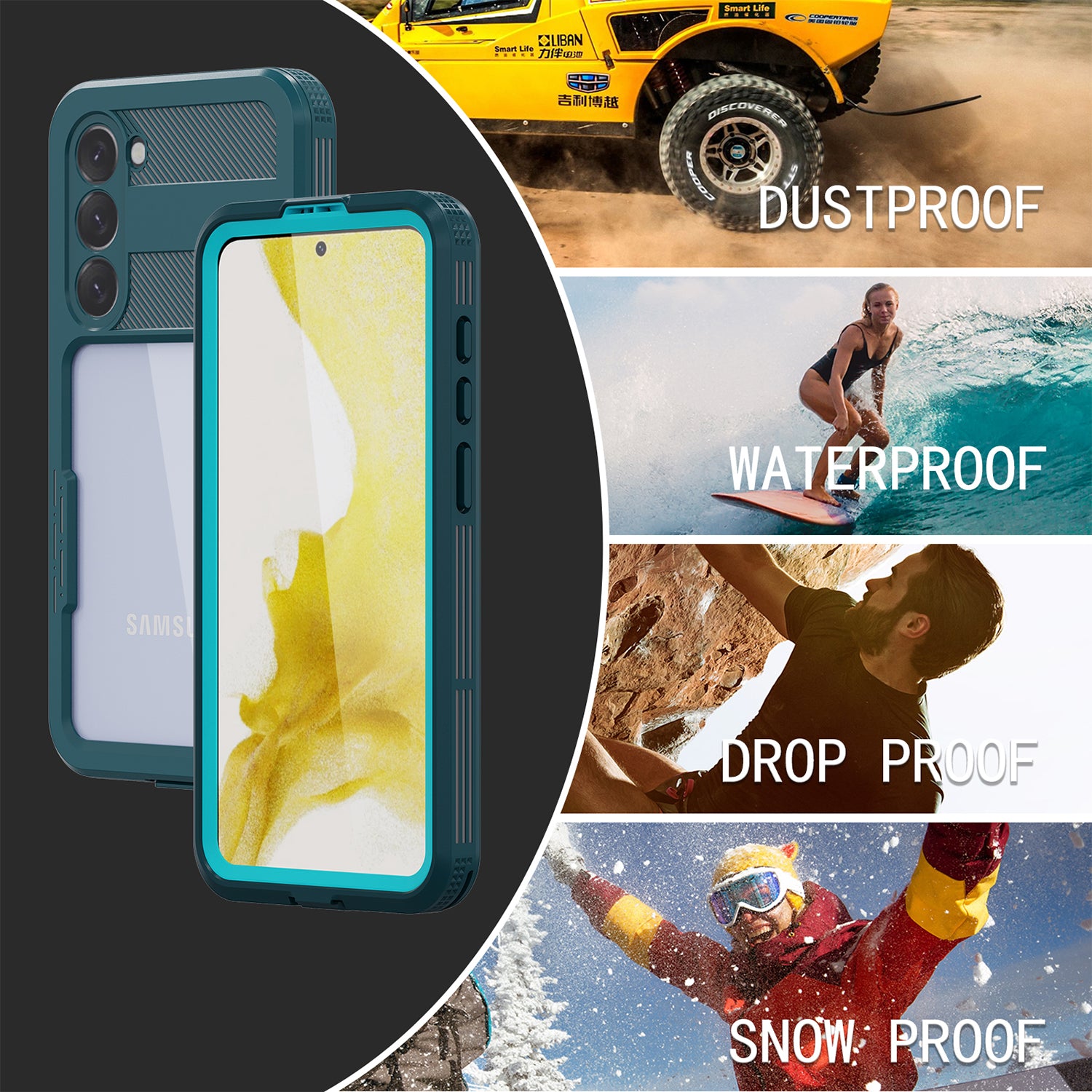 Samsung Galaxy S23 Plus 360 Full Protective Waterproof Case with Built-in Screen Fingerprint Protector