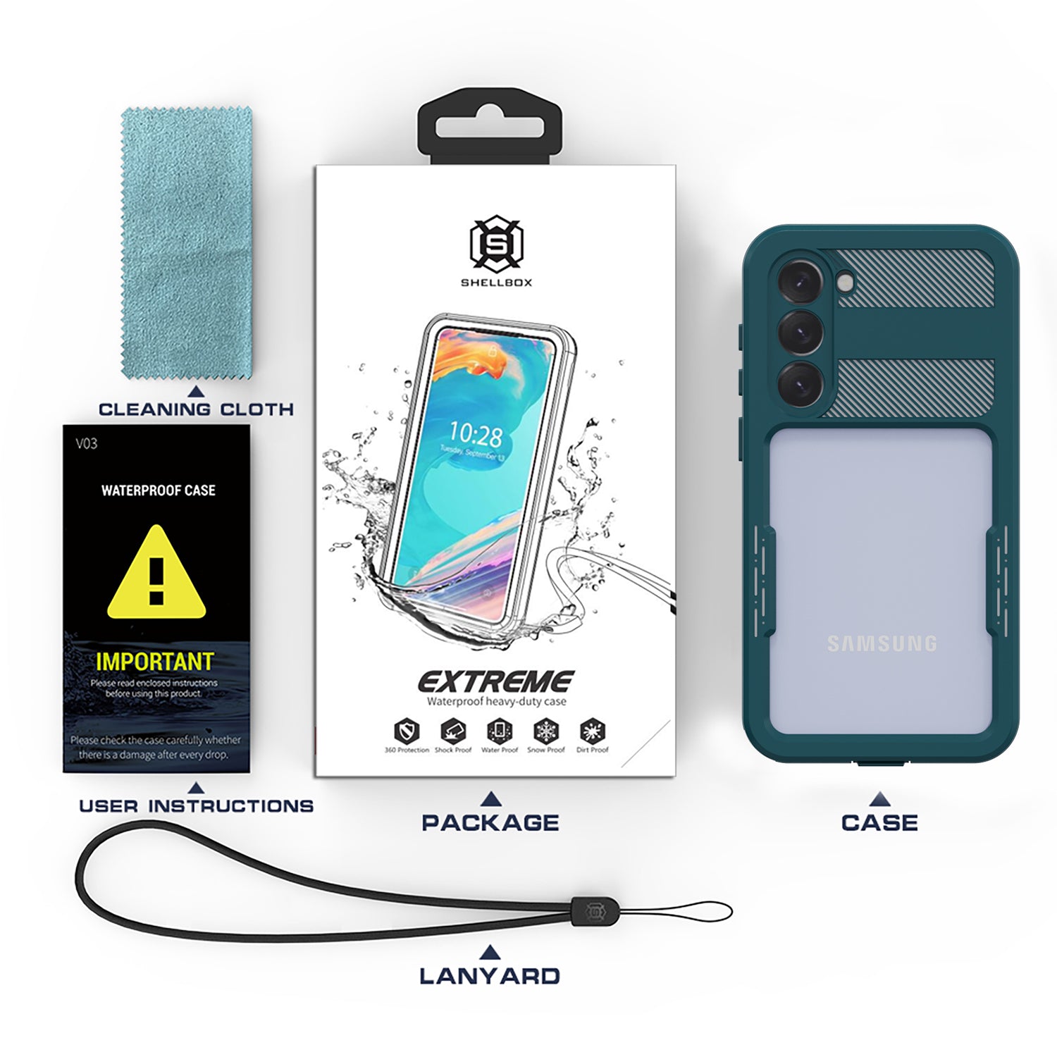 Samsung Galaxy S23 Plus 360 Full Protective Waterproof Case with Built-in Screen Fingerprint Protector