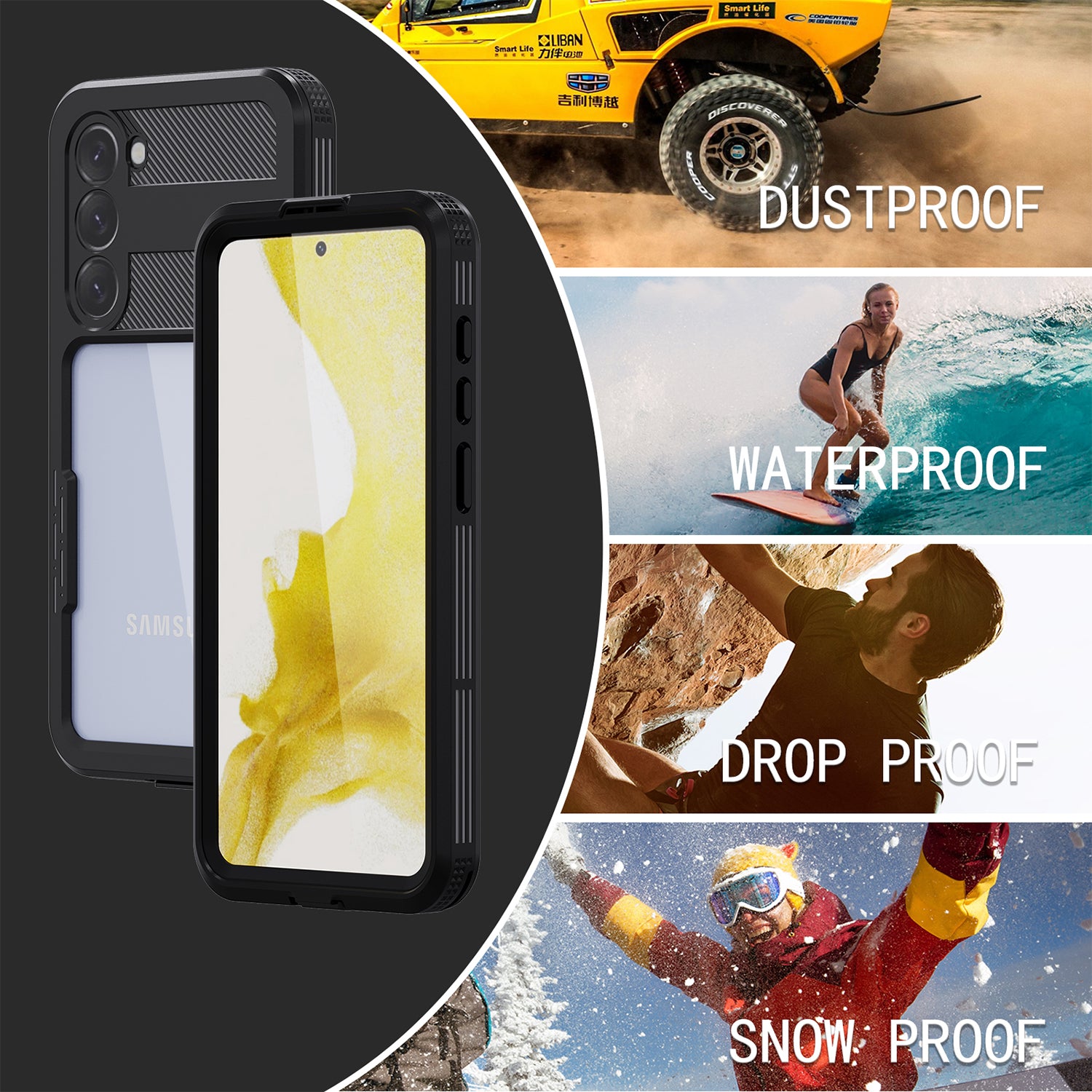Samsung Galaxy S23 Plus 360 Full Protective Waterproof Case with Built-in Screen Fingerprint Protector