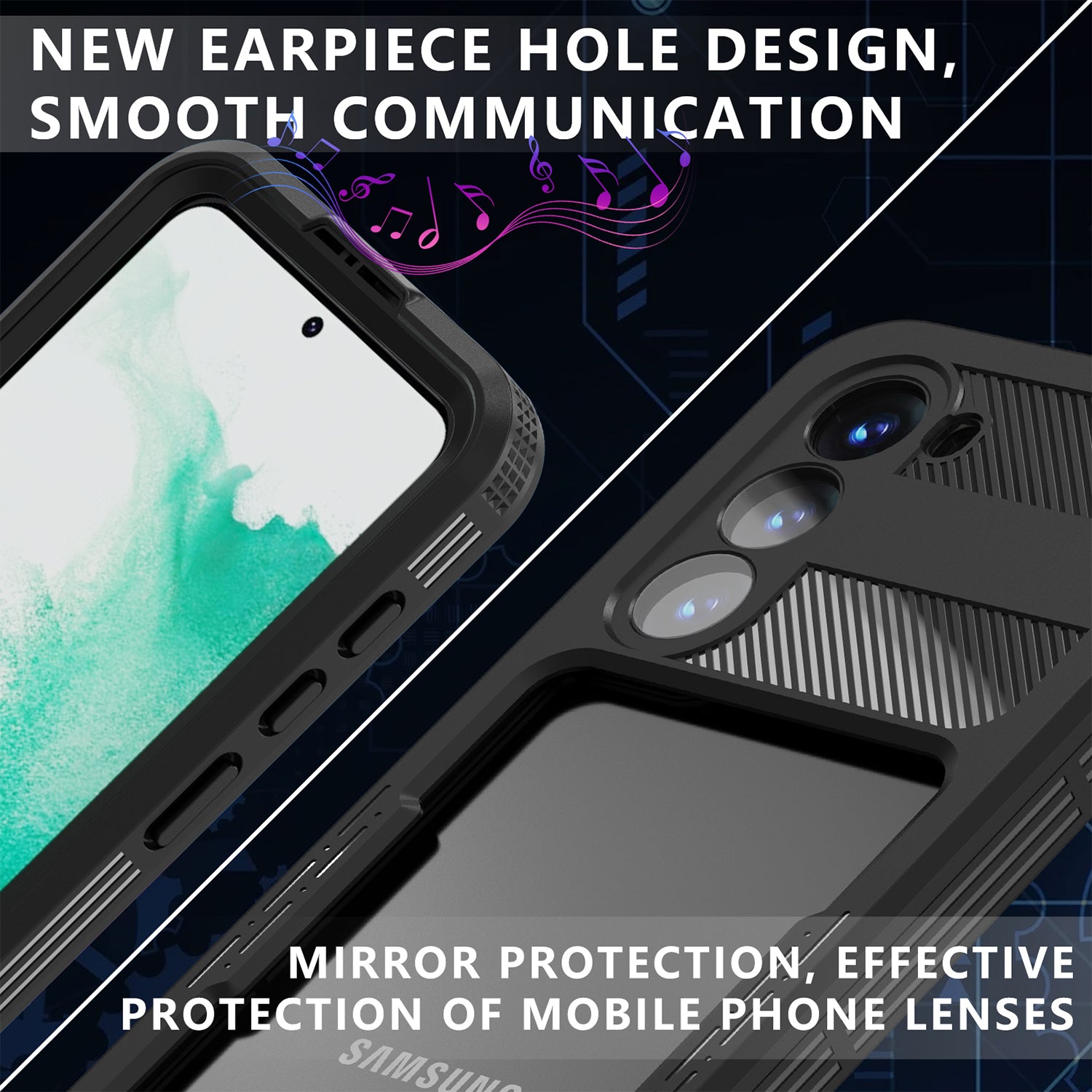 Samsung Galaxy S23,360 Full Protective Waterproof Case with Built-in Screen Fingerprint Protector