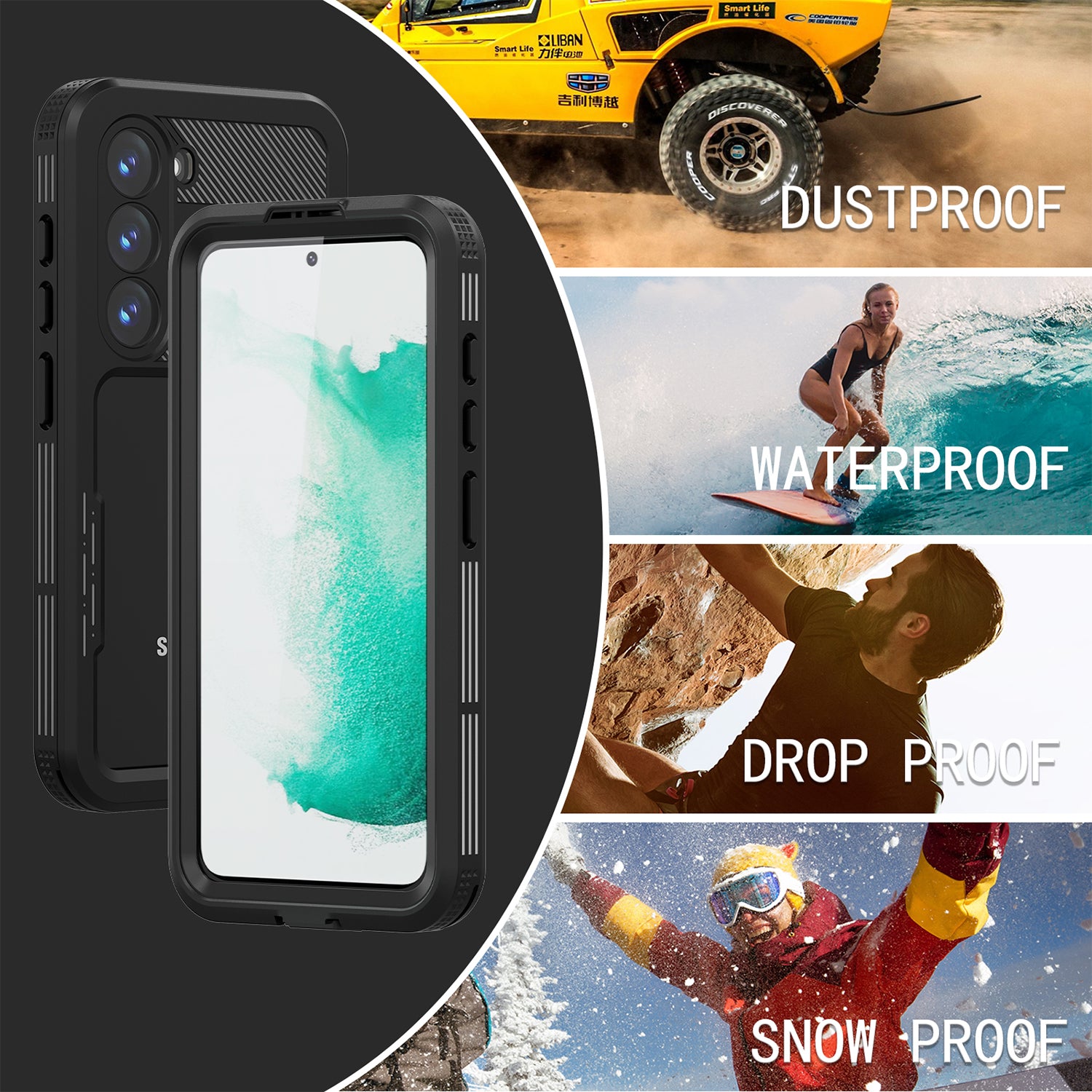 Samsung Galaxy S23,360 Full Protective Waterproof Case with Built-in Screen Fingerprint Protector