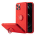 Soft Liquid Silicone Case With Stand Ring Holder For iPhone 12 Pro (6.1") - Red