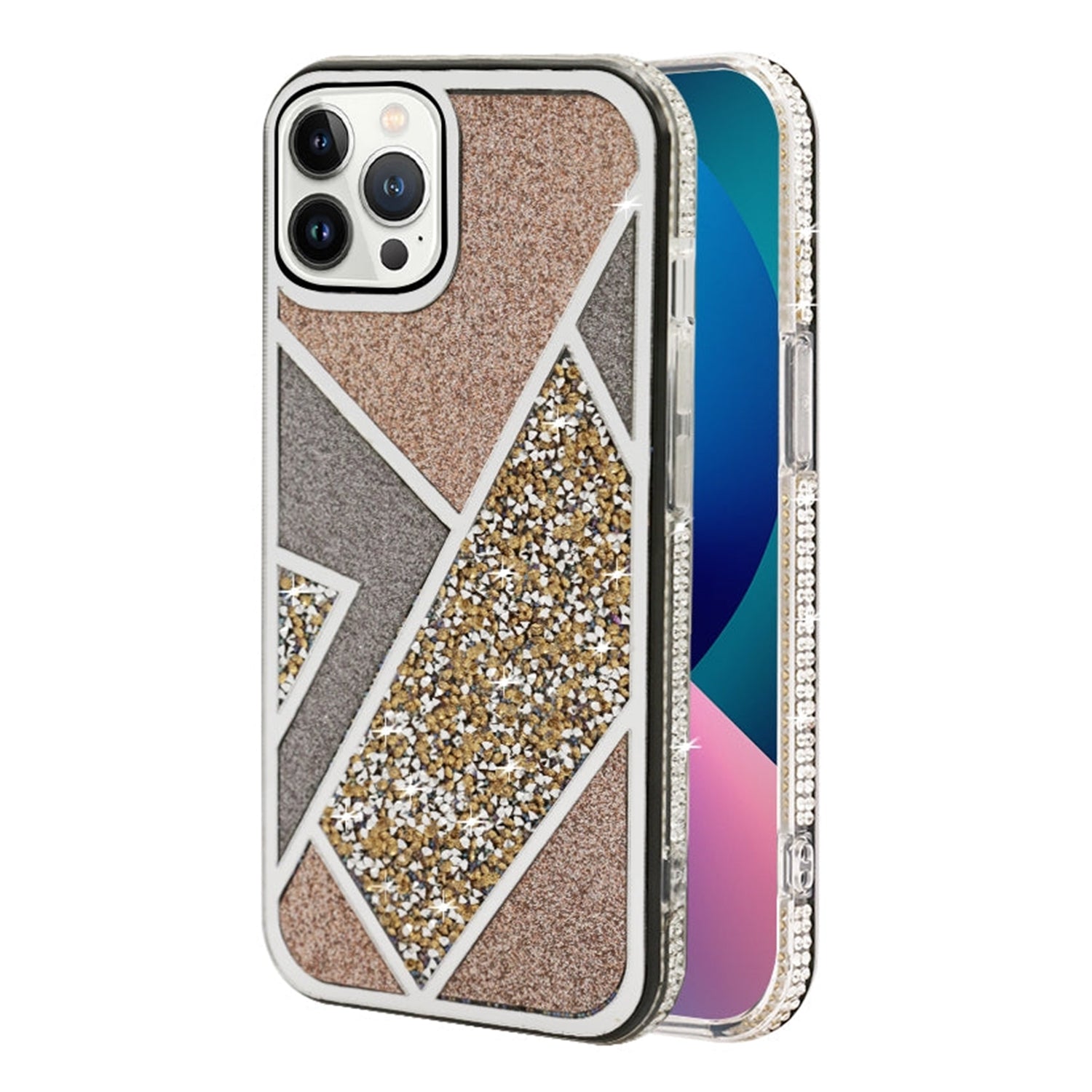 iPhone 13 Pro Geometric tricolor bling  case