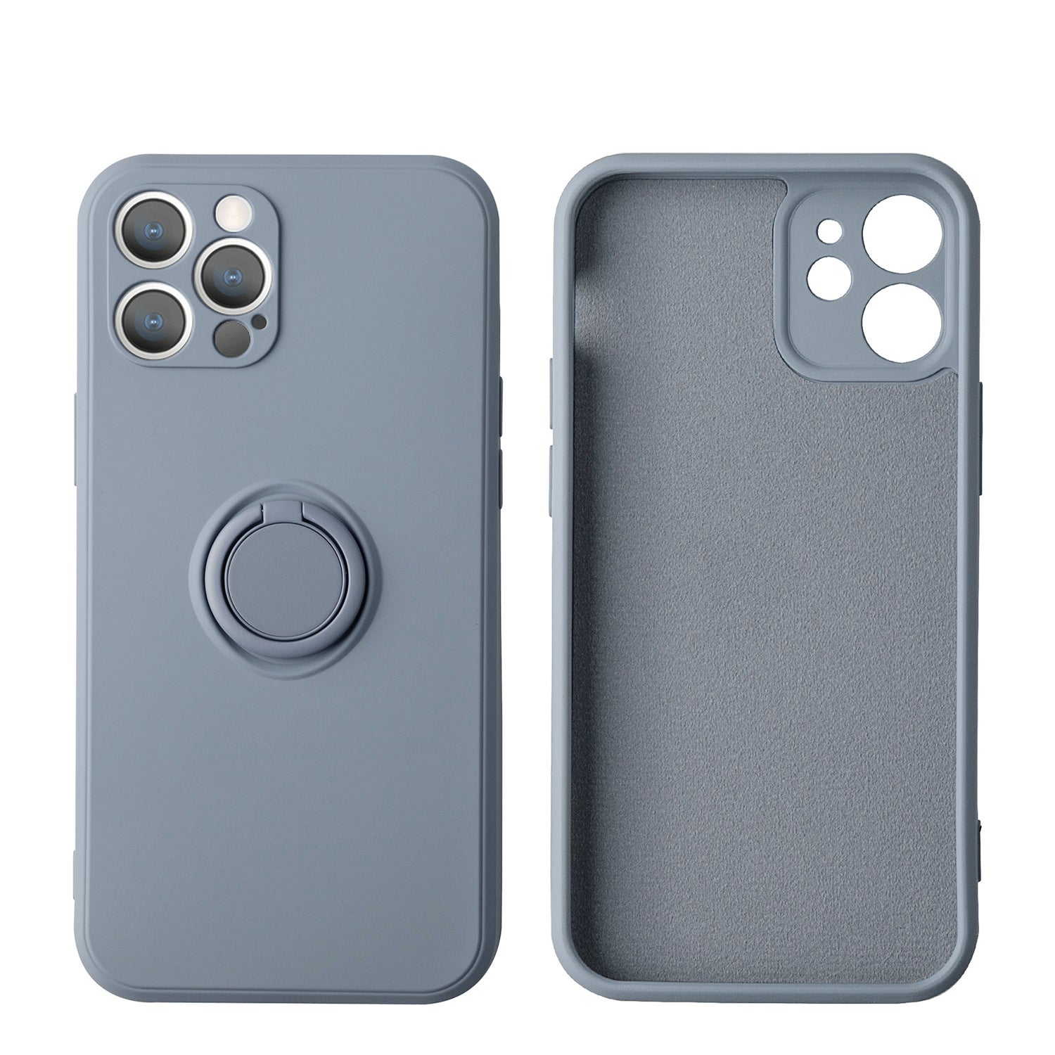 iPhone 13 Pro (6.1") Soft Liquid Silicone Case With Stand Ring Holder