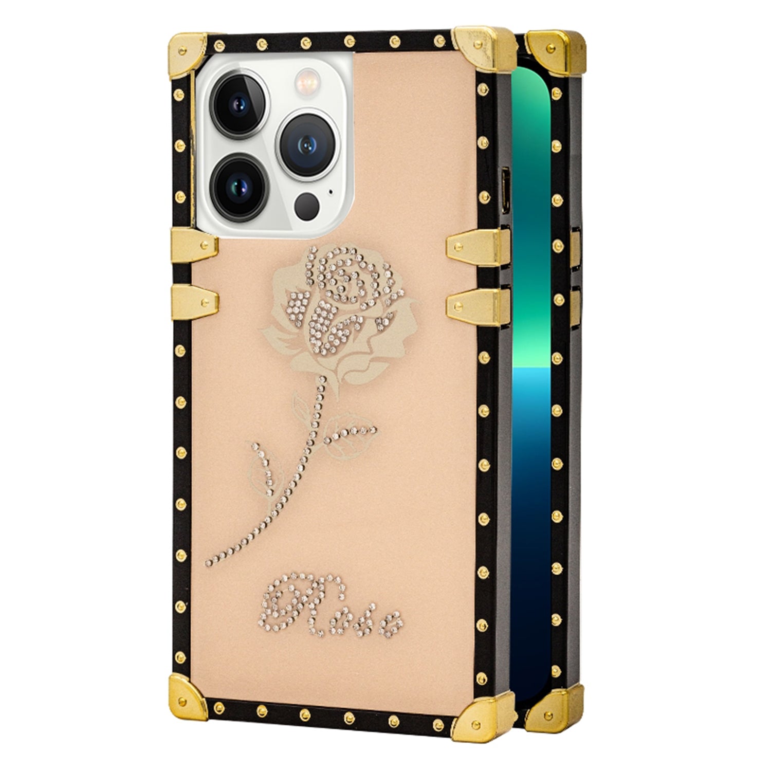 TPU Rose print diamond fashion color case for iPhone 13 Pro