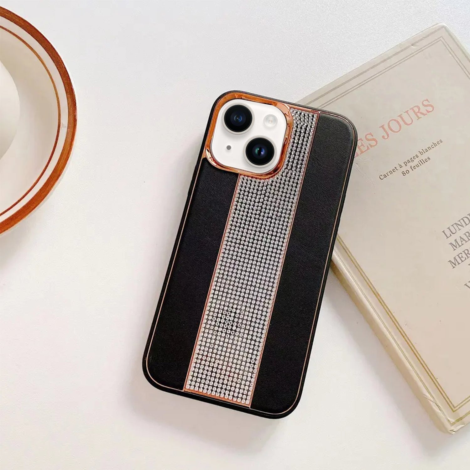 iPhone 14/13 Xiaoxiangfen Luxury Rhinestone Metal Shot Case