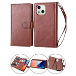 iPhone 13 Mini 2 in 1 Leather Wallet Case With 9 Credit Card Slots and Removable Back Cover 