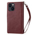 iPhone 13 Mini 2 in 1 Leather Wallet Case With 9 Credit Card Slots and Removable Back Cover 