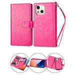 iPhone 13 Mini 2 in 1 Leather Wallet Case With 9 Credit Card Slots and Removable Back Cover 