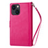 iPhone 13 Mini 2 in 1 Leather Wallet Case With 9 Credit Card Slots and Removable Back Cover 